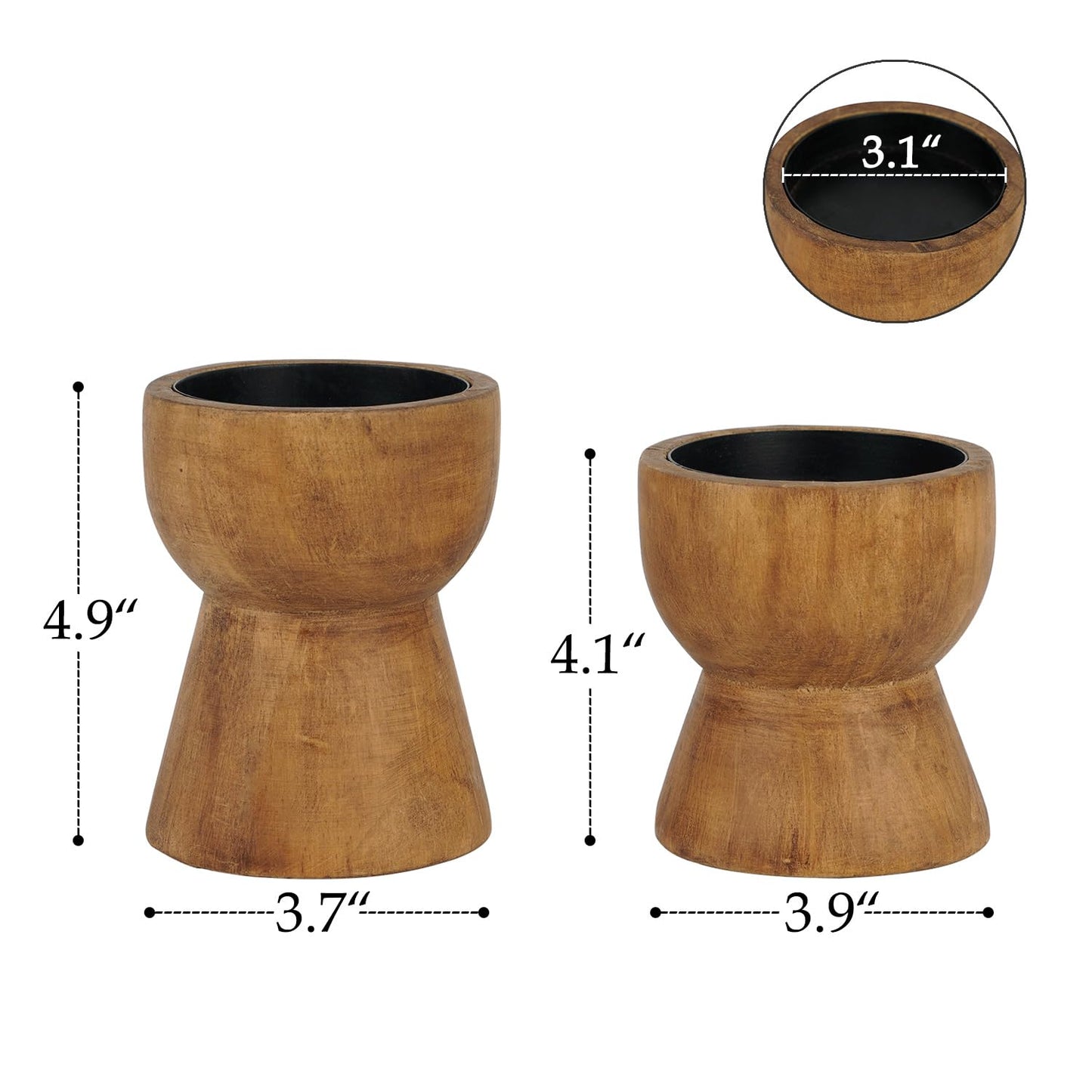 NIKKY HOME Farmhouse Wooden Candle Holders Set of 2, Rustic Solid Wood Pillar Candlesticks Pedestal, Fireplace Mantle Table Centerpiece Decor, Brown