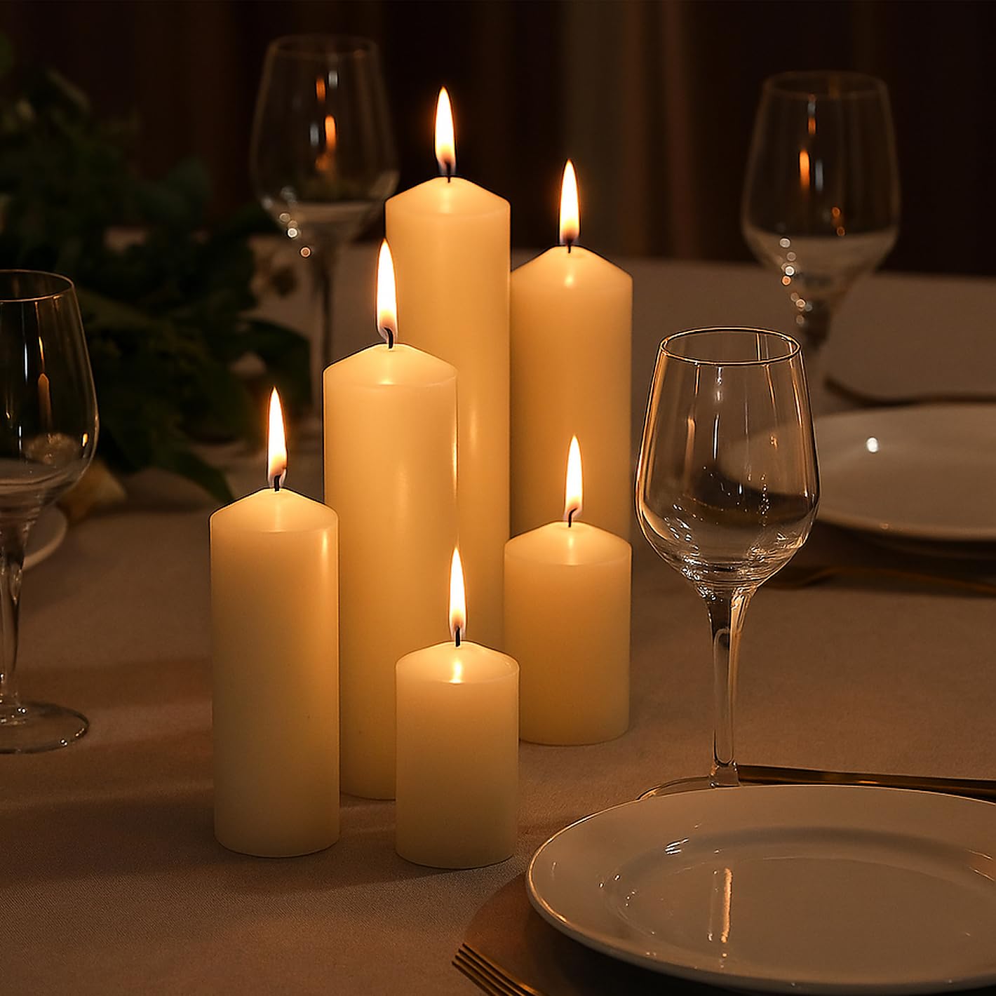 Veiuwa 18 Pack Ivory Pillar Candles Bulk Set, 2x3 2x4 2x6 Inch - 6 Each Size, Dripless Smokeless Clean Burning for Wedding Centerpieces, Home Decor, Church, Romantic Ambiance！