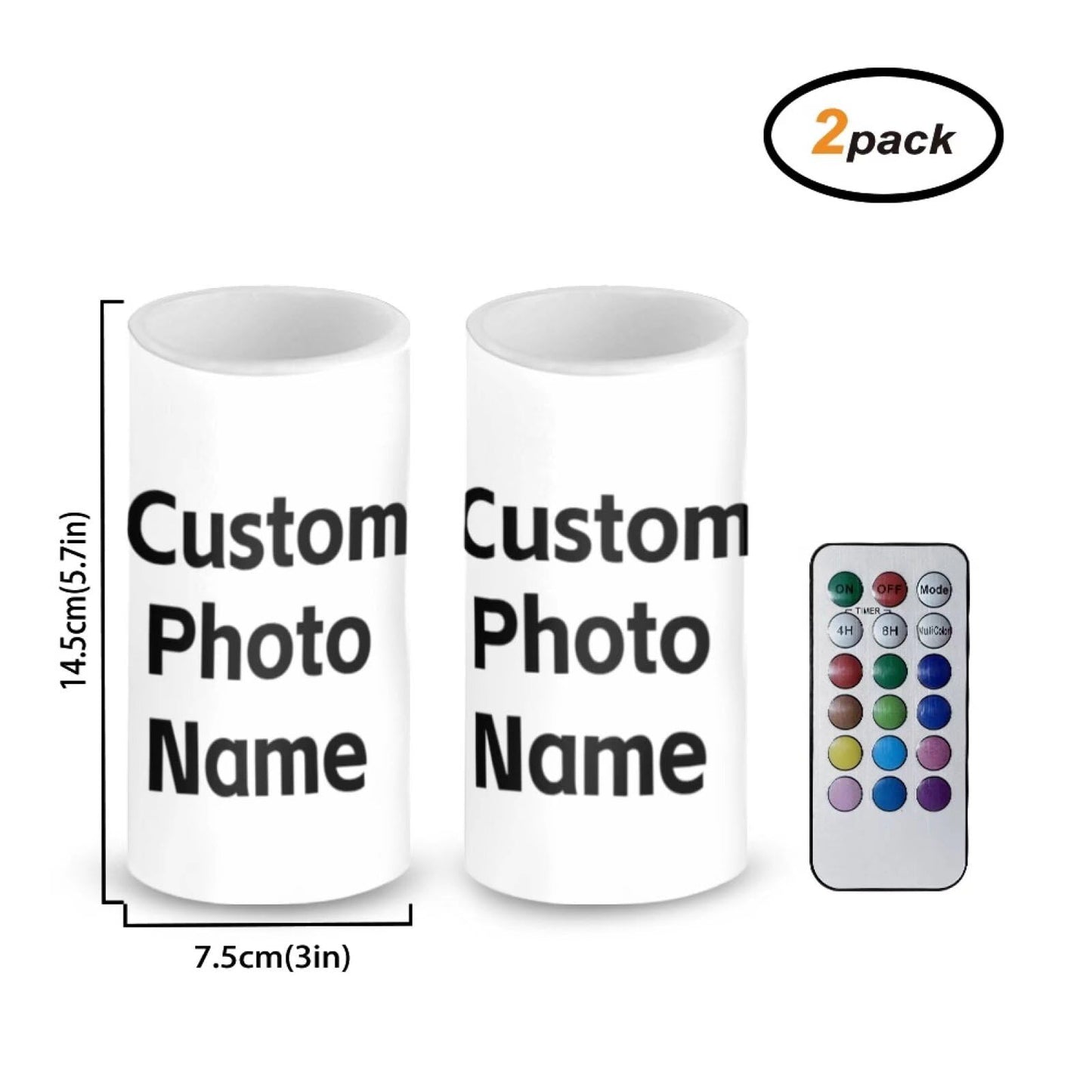 Luarisgur Custom Flameless Candles with Remote and Timer Personalized Battery Operated Candles 12 Color Changing Customized LED Fake Candles Home Decor Bedroom 2 Pack