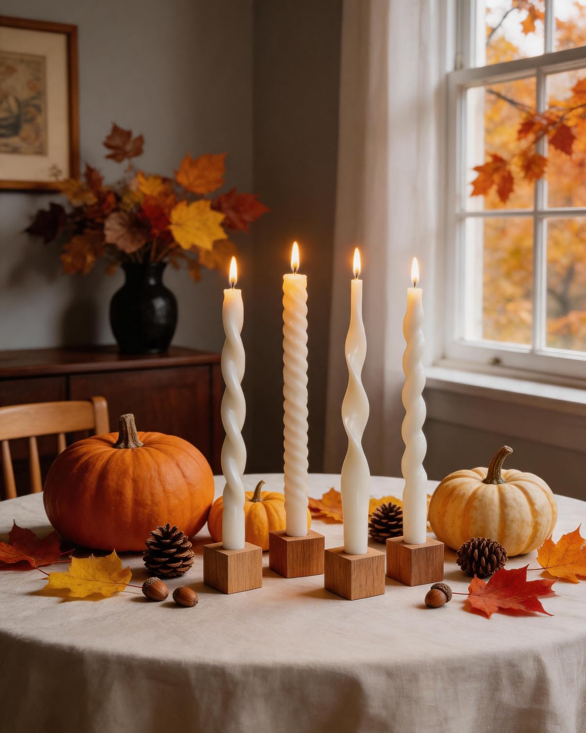 White Taper Candles Spiral Candlesticks Unscented Smokeless Tall Candles for Christmas Wedding Holiday Dinner Party Home Decorative candles-10inch,4pcs