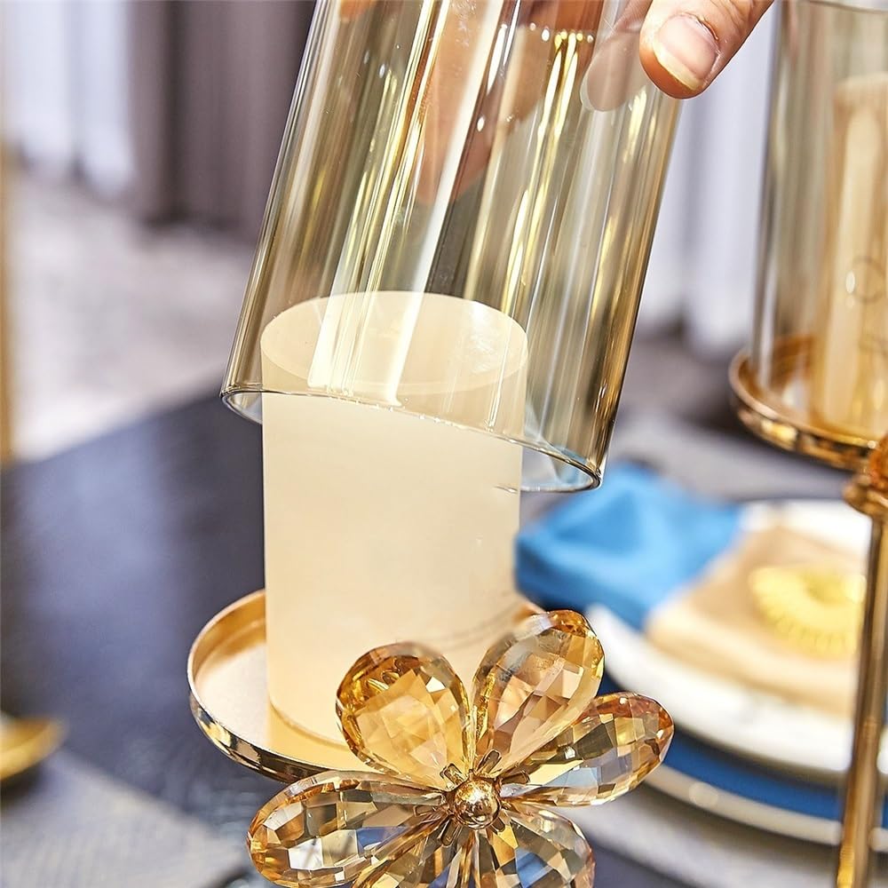 Candle Holders Candle Holders, Wedding Decorations, Metal Crystal Candle Holders, Stand for on Table, Party, Church Decoration Decorative Candle Holder(Small)