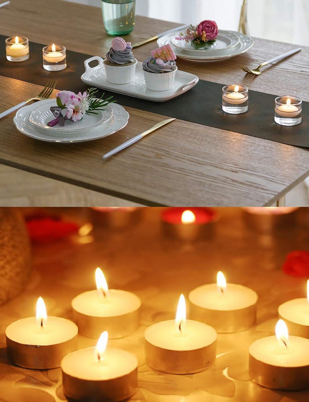 100 Pieces 1.5 Inch Unscented Floating Candles Set, Small Floating Candles for Centerpieces Dripless Wax Discs for Holiday, Wedding, Halloween, Christmas, Valentine's Day, Pool Party(White)