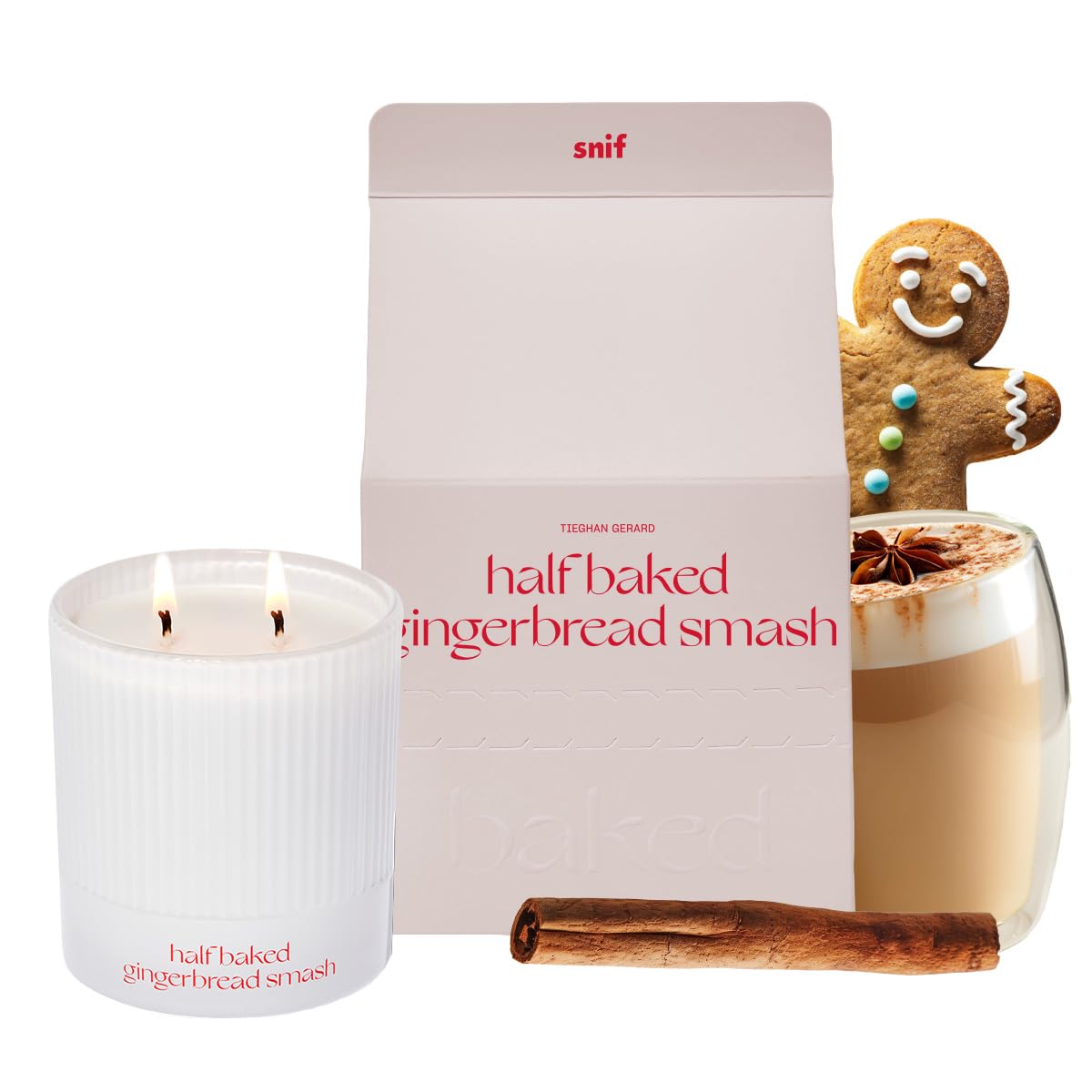 Half Baked Harvest Gingerbread Smash Holiday Scented Candle by Snif, Gourmand, Spicy, Vanilla Scent, 50+ Hours, 100% Cotton Fiber Wicks, Soy Wax Blend, Non-Toxic, Vegan, 8.5oz