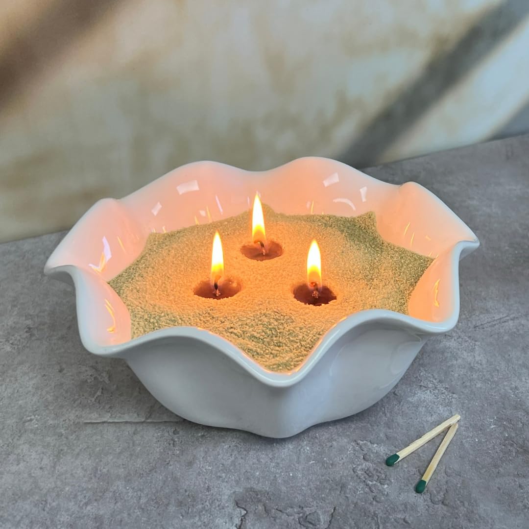 Simply Soson 1lb Green Unscented Sand Candles with Wicks, Pearled Candle, Powder Candle Wax, Refillable Pearl Candle with 10 Wicks for Candlemaking