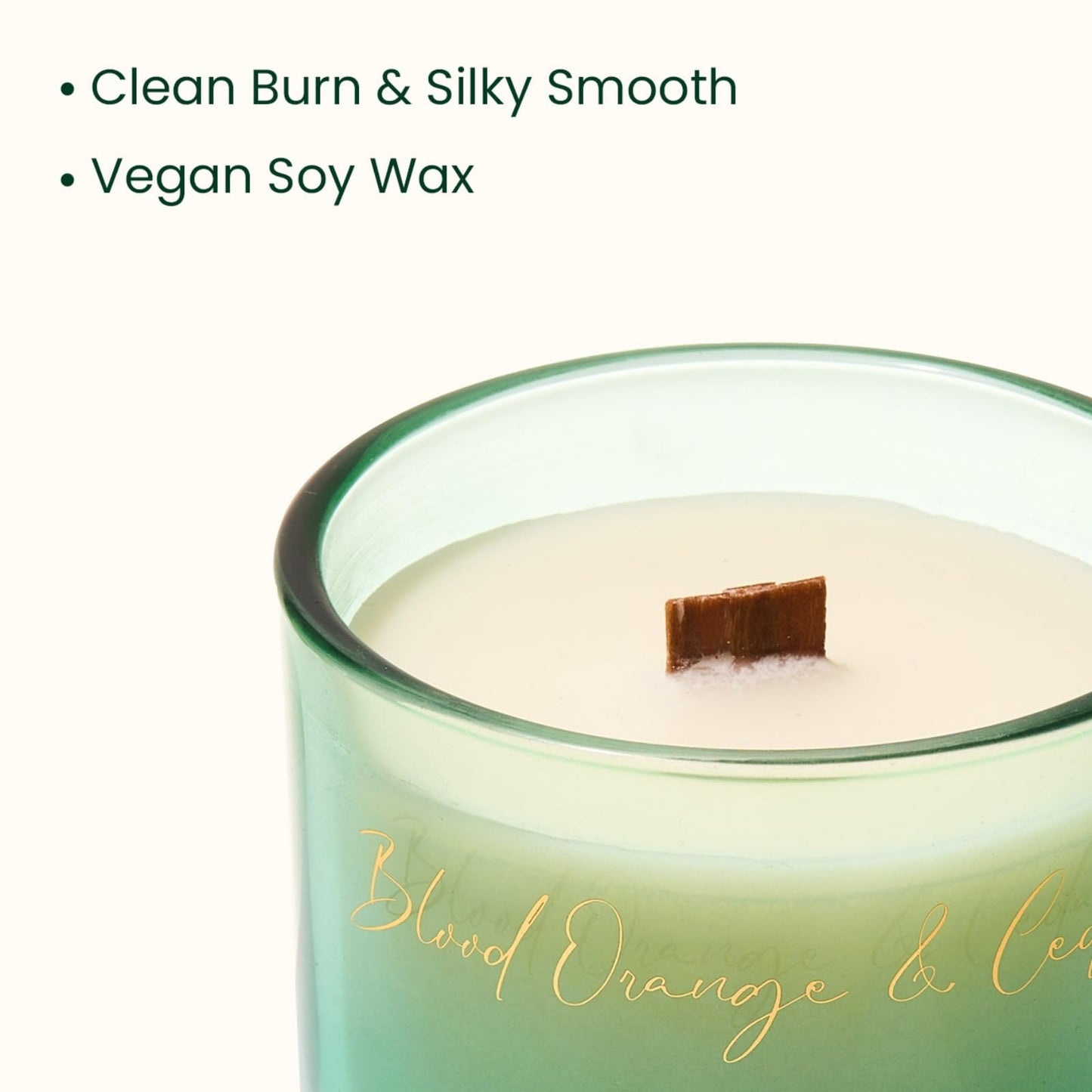 M&SENSE 9.9oz Natural Soy Wax Jar Candle with Wooden Wick | Blood Orange & Cedarwood Scent | 55-Hour Burn & Long-Lasting Burn | Housewarming Gift for Men and Women