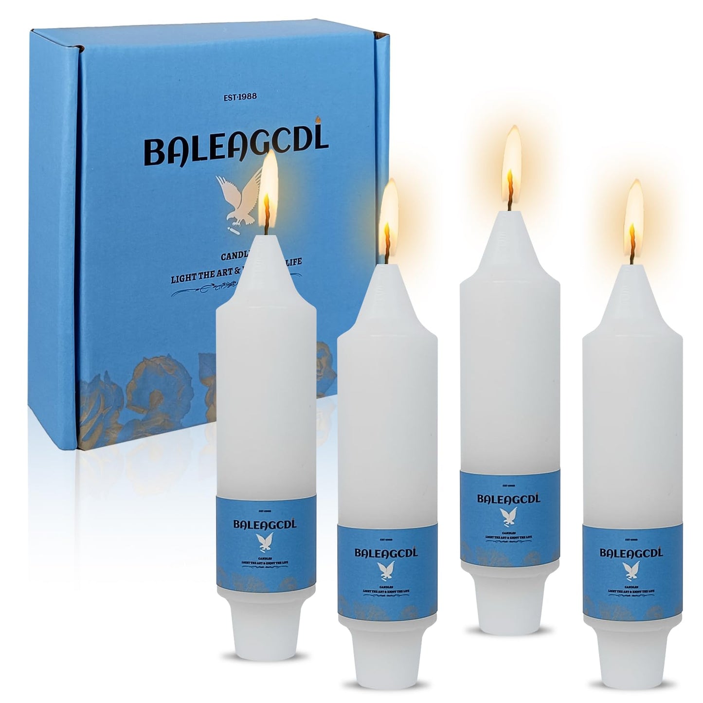 Smokeless Candlesticks Short Taper Candle,Unscented 5 Inches White Candle Sticks Dripless Tapered Candles for Weddings Festive Women Gifts(Set of 4-White)