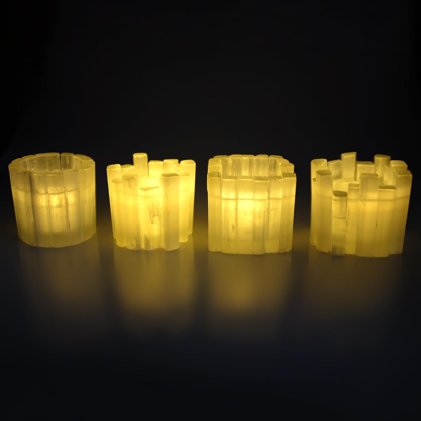 Selenite Candle Holder Natural Tealight Holder for Aromatherapy Meditation Tranquility & Energy Balance Square Healing Crystal Lamp Crystal for Healing Stone Handmade & Reusable