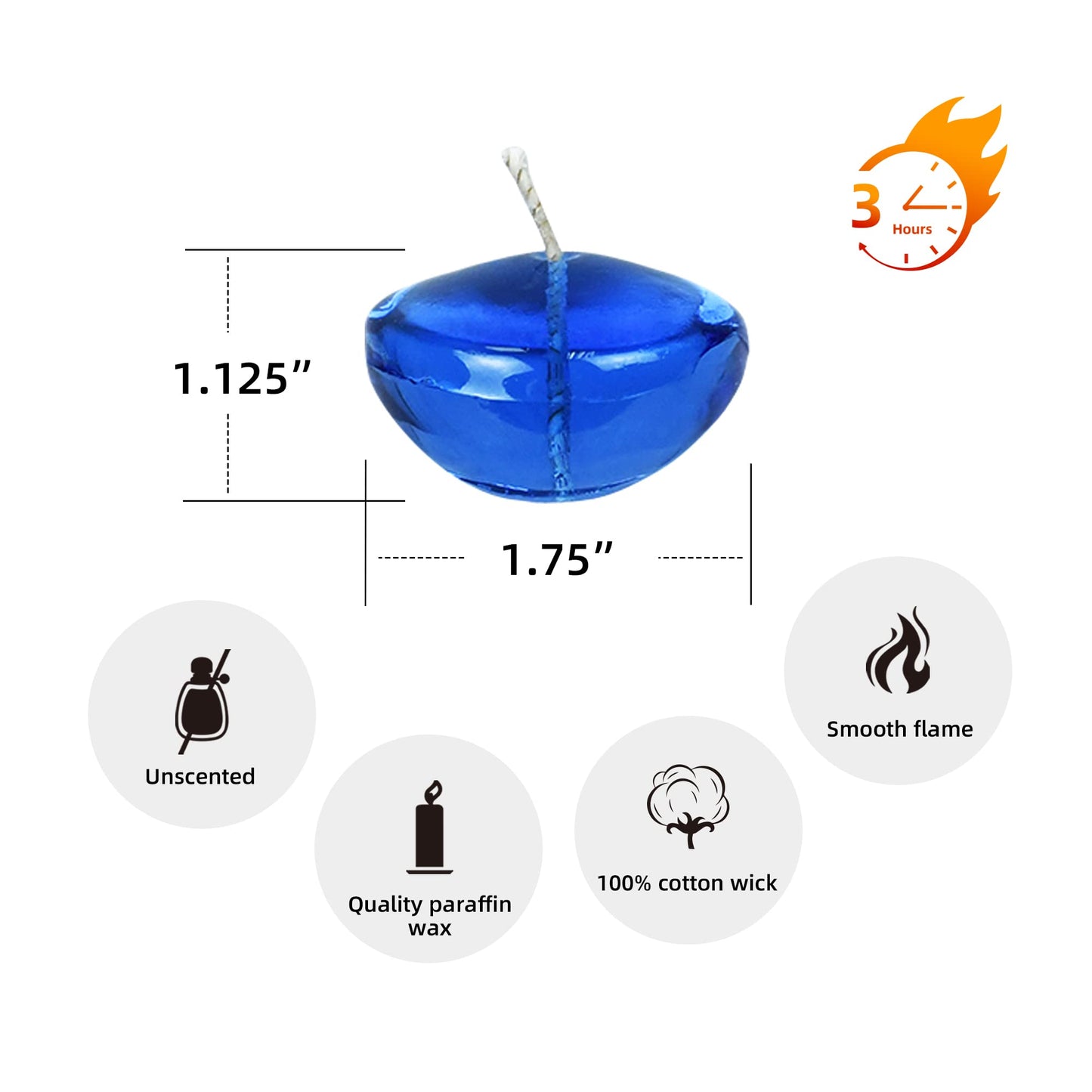 Zest Candle 12-Piece Floating Candles, 1.75-Inch, Clear Blue Gel