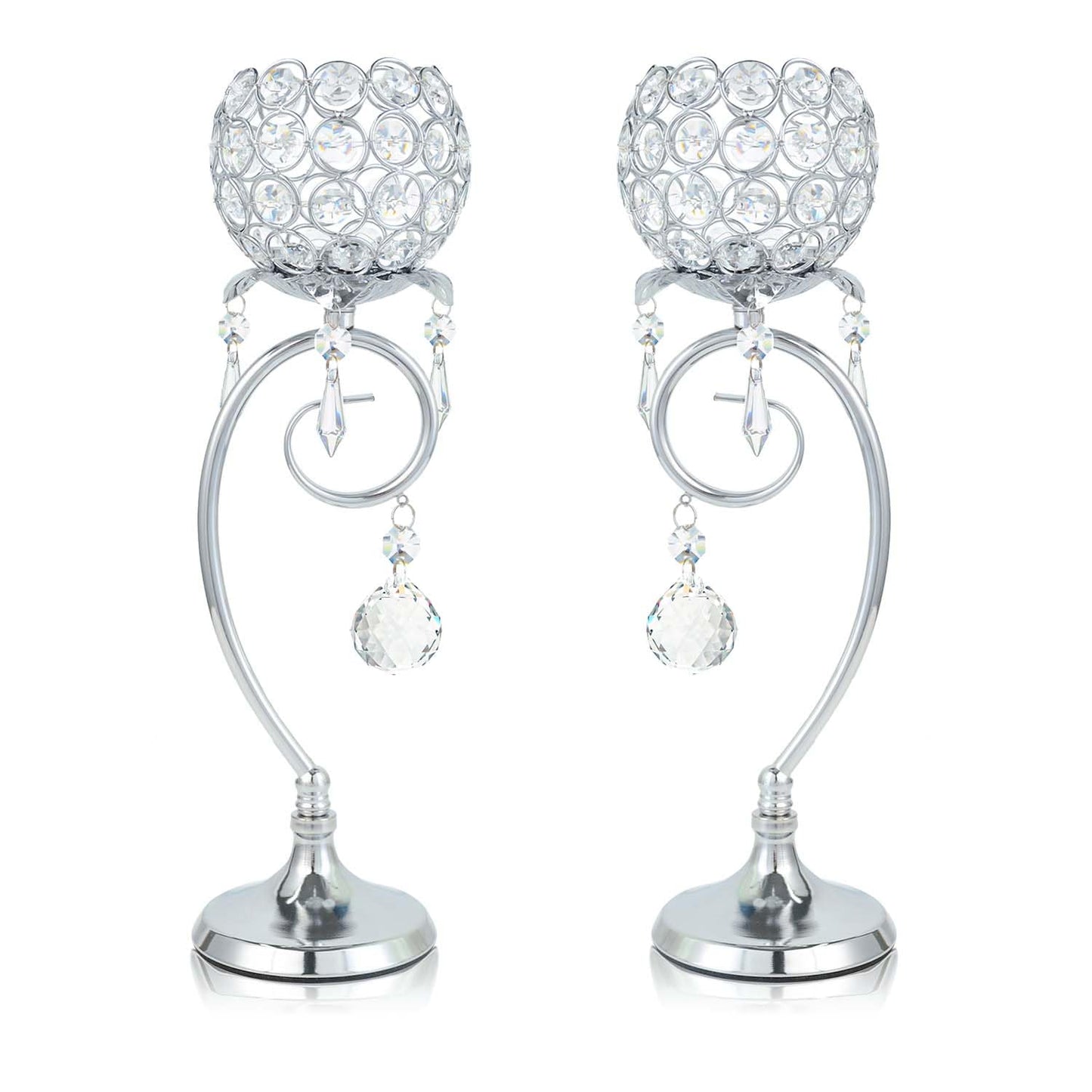 2ps K9 Crystal Candlestick, Candle Holder for Love Wedding/Party/Event Table Centerpiece with Shaped Like a Heart Would be Perfect Centerpiece with Wedding/Party and Great GIF（Silvery）