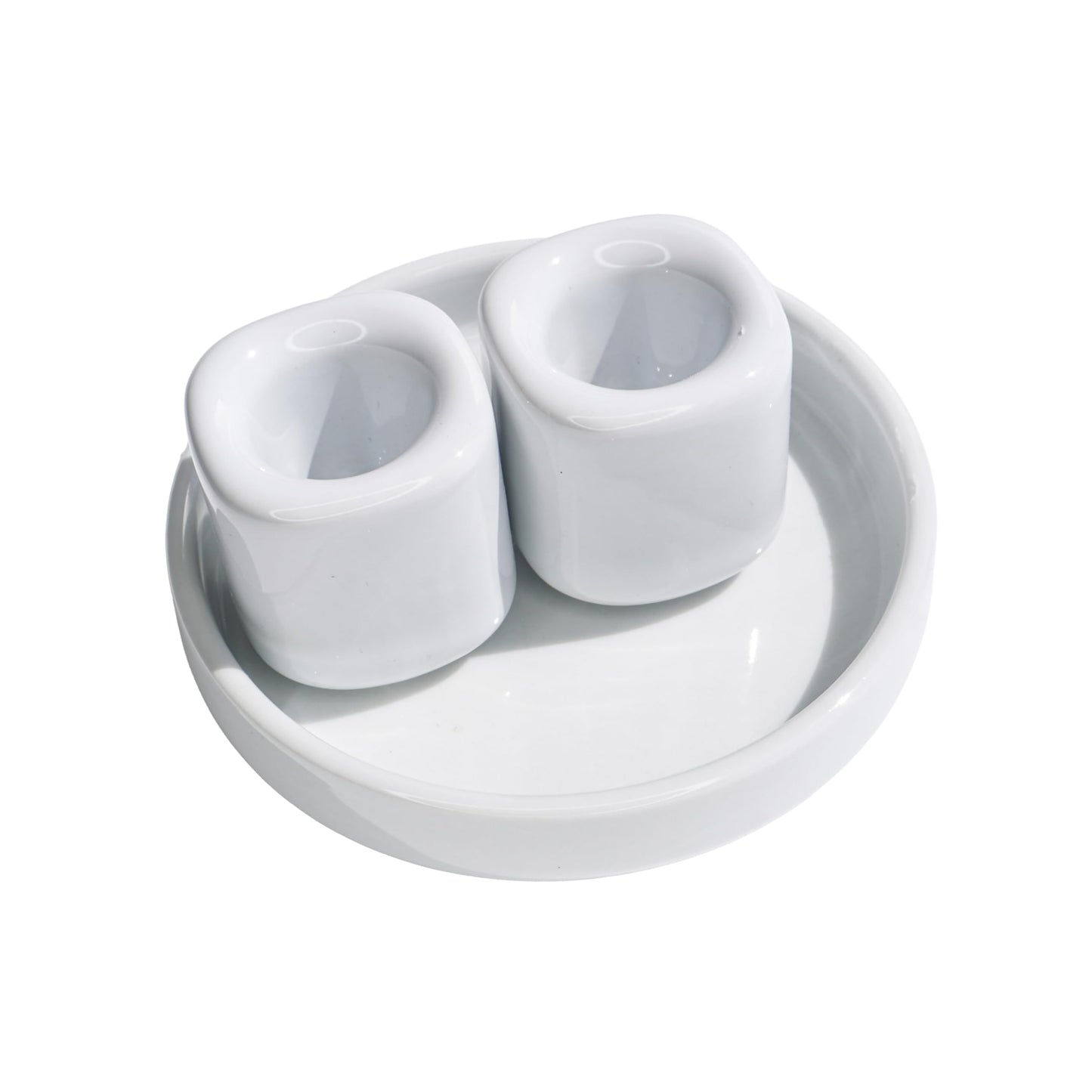 Unity Candle Holders and Vase Set, White Porcelain Candleholders for Taper Candles and Vase for Pillar Candle, Set of 3, Minimalist Round Ceramic Candle Holders, Great for Wedding Candle Set