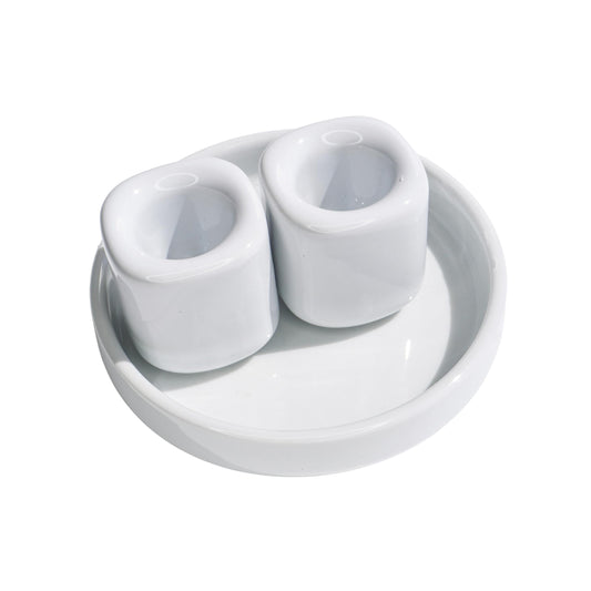 Unity Candle Holders and Vase Set, White Porcelain Candleholders for Taper Candles and Vase for Pillar Candle, Set of 3, Minimalist Round Ceramic Candle Holders, Great for Wedding Candle Set