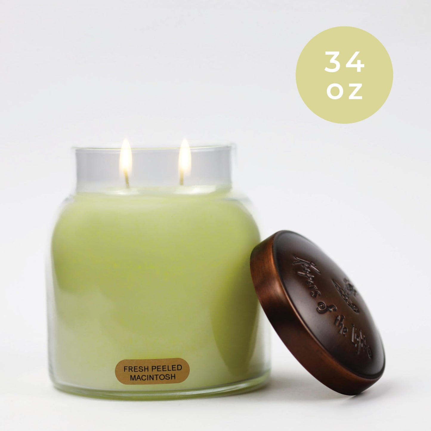A Cheerful Giver — Fresh Peeled Macintosh - 34oz Papa Scented Candle Jar with Lid - Keepers of the Light - 155 Hours of Burn Time, Gift Candle, White
