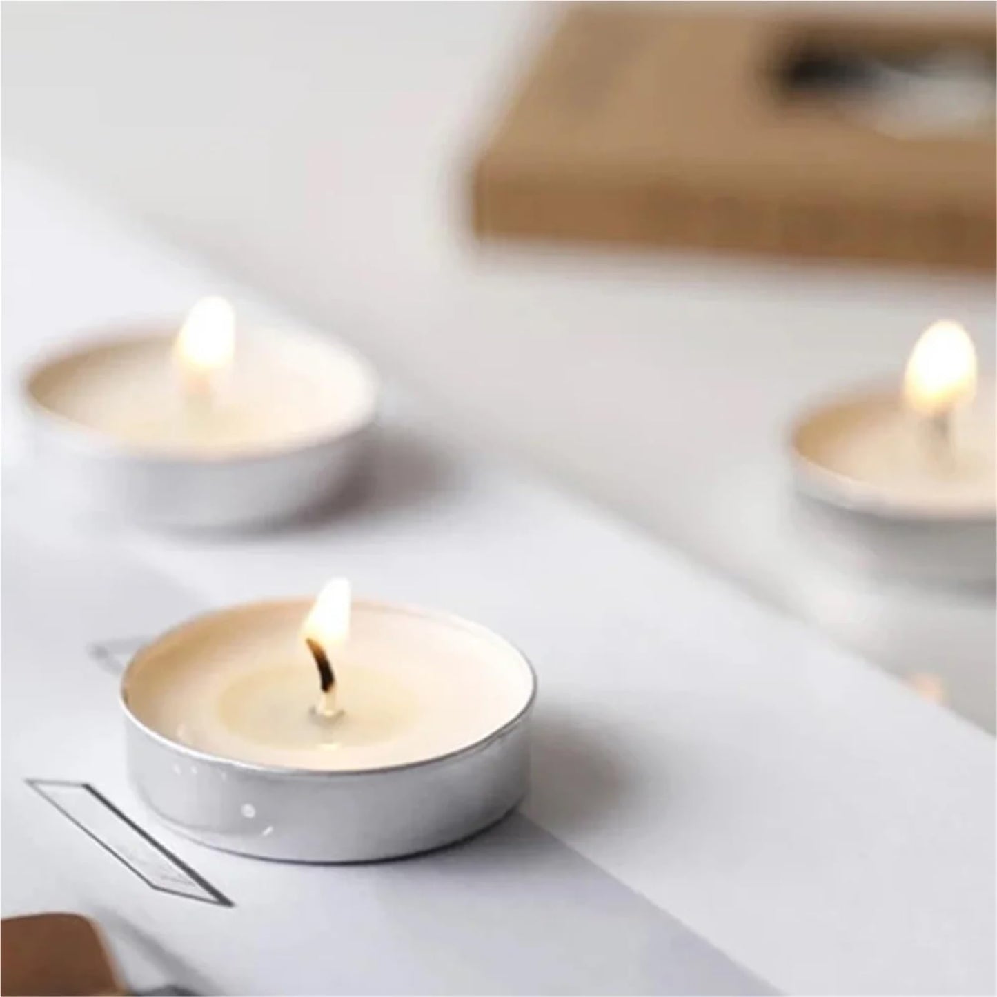 Scented Tealight Candles 50Pcs Scented Vanilla Round Small Household Romantic Smokeless Tealight Candles for Home Decor Long Lasting