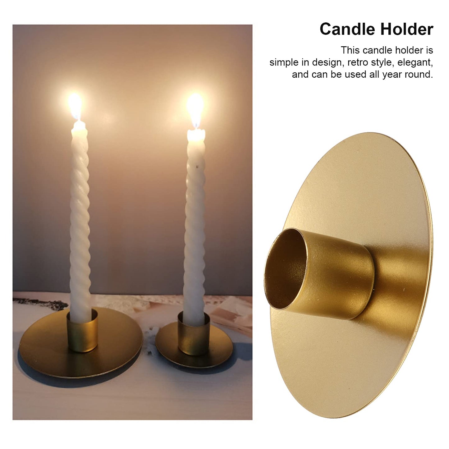 Candlestick Holders Retro Iron Candle Holder Stand Candlelight Stand Single-Head Candlelight Holder for Dining Room Table Decoration[Small] Candelabras