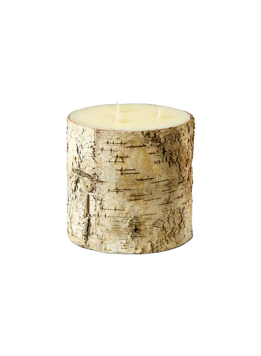 Serene Spaces Living Birch Bark Candle – Pillar Style Candle Brings Nature Indoors, Ideal for Weddings, Parties, Events, Restaurants, Home Decor, 6" Diameter & 6" Tall