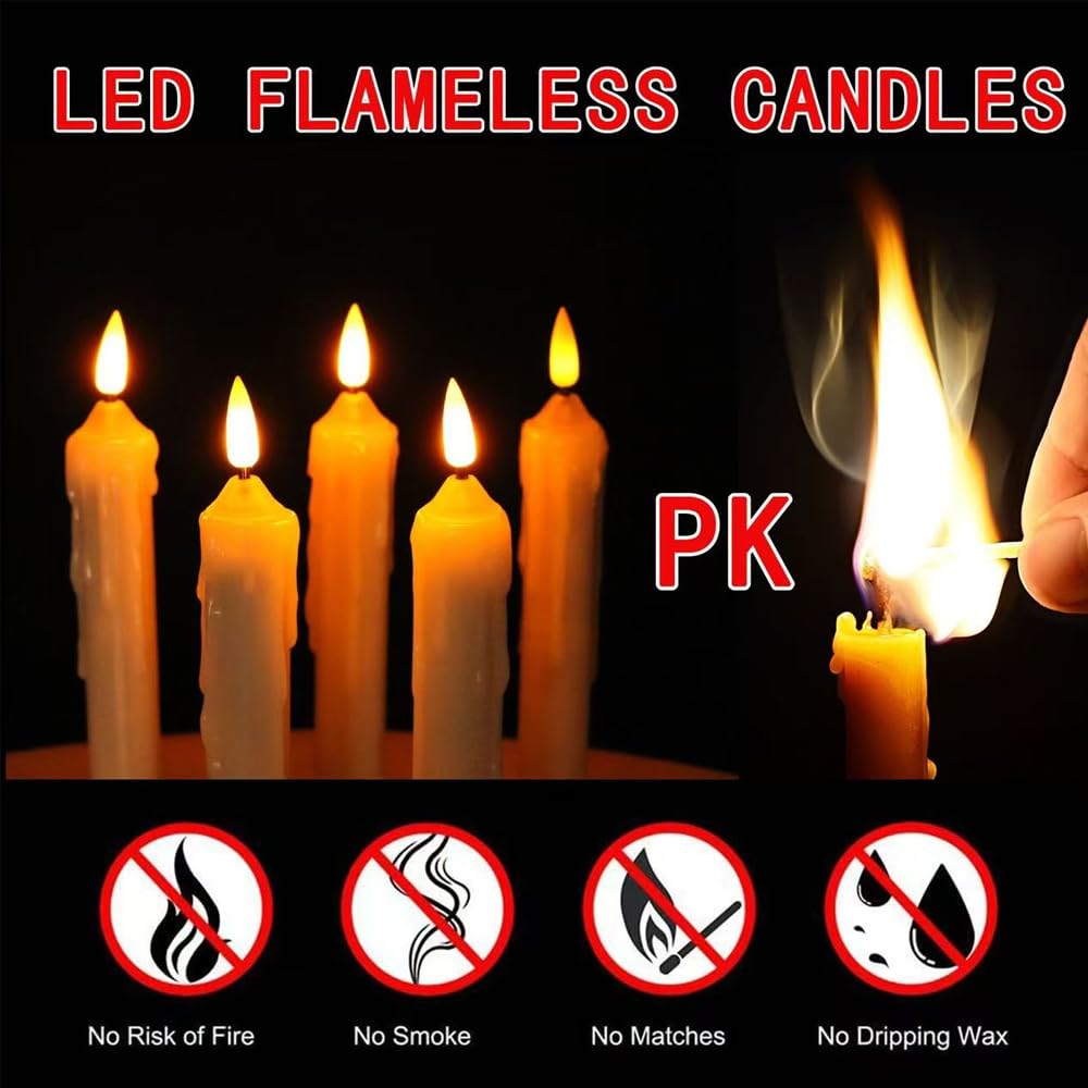 Mxqdhx 6 Pcs Flameless Taper Candles LED Taper Candles Flickering with Remote Timer Dimmer Ivory LED Candlestick for Halloween Christmas Wedding Church Easter Party Decor Table Centerpiece, 6.1 in