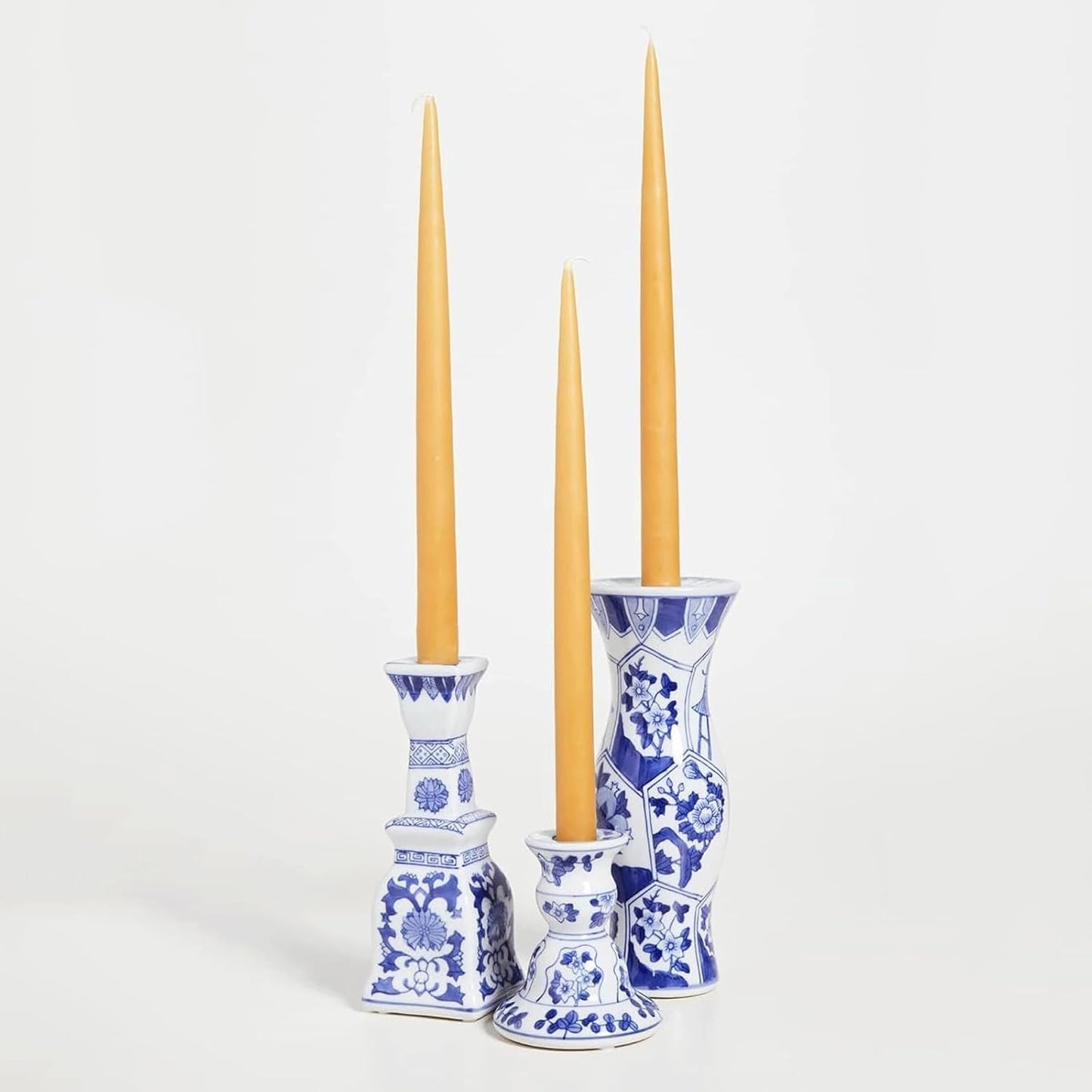 6 Pcs Candle Holder, Chinese Style Blue and White Porcelain Ceramic Candelabras Handmade Painting Candle Holders Candlesticks for Table Wedding, Party& Gift. ﻿