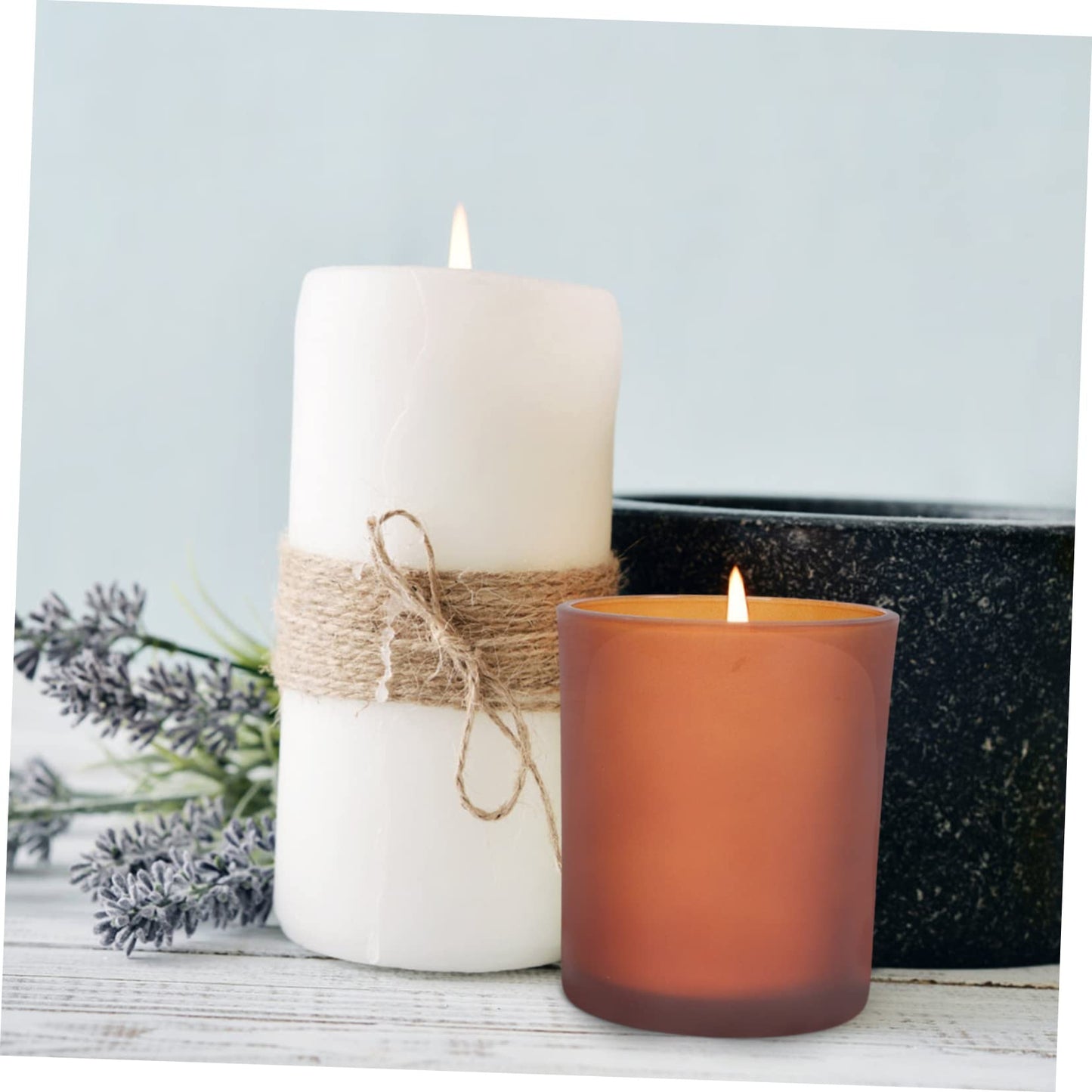 STOBAZA 3sets Nordic Style Glass Votive Candle Holder Frosted Design Heat Resistant Table Decor for Bedroom Living