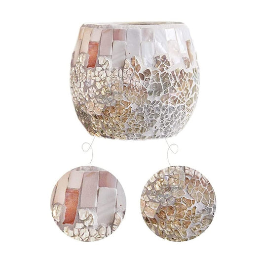 GRCQLWT Candle Candlestick Holder Candle Stand Shell Light-Colored Glass Mosaic Candle Holder Ornaments Candlelight Dinner Decoration Dinners Ornaments