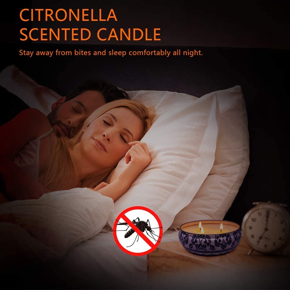 3 Packs Citronella Candle Outdoor, Large 3-Wick 13.5oz Lemongrass Scented Natural Soy Wax Long Burning Candles for Outside Patio Porch