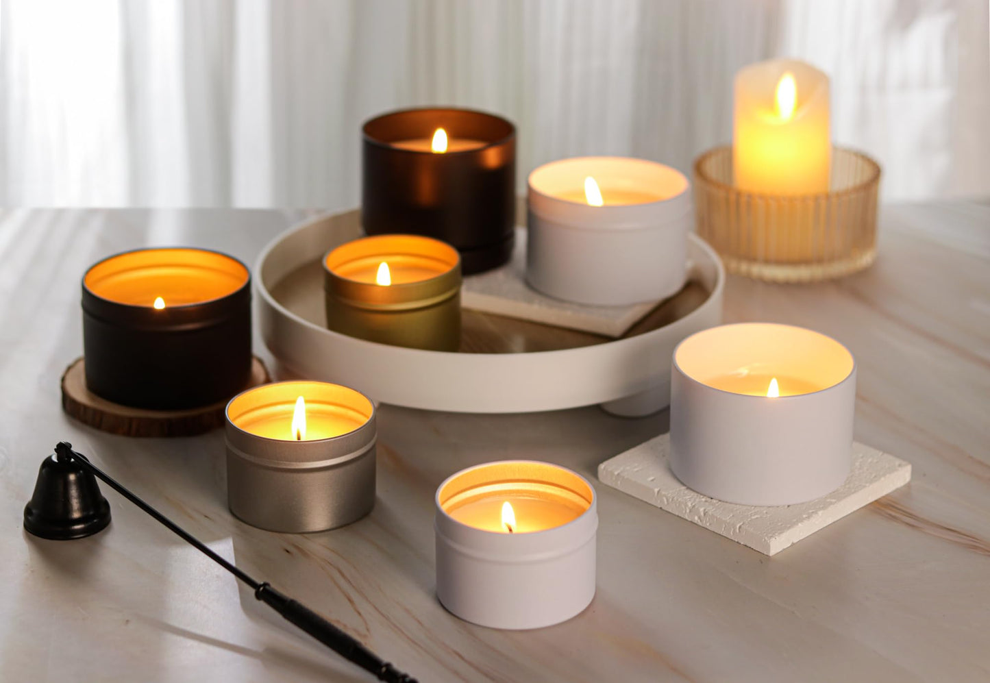 Aroparc Candle Tins 8oz, 24 Piece, Bulk Containers for Candle Making Jars with Lids - Black