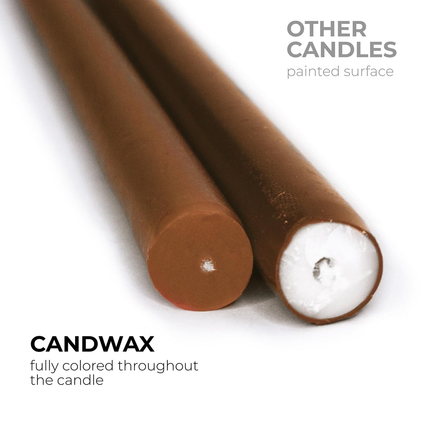 CANDWAX 10 inch Candlesticks - Set of 12 Dripless Tapered Candles - Brown Candles for Home Decor