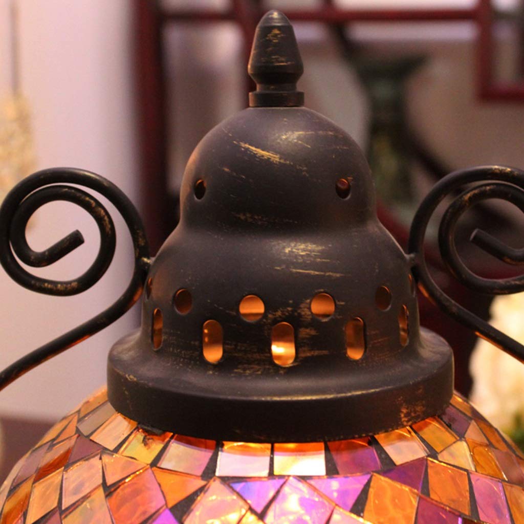 XILIN-1987 Candle Holderss European Mosaic Candle Holder Wrought Iron Glass Candlestick Simple Home Furnishings Decorative Candlestick (Color : A)
