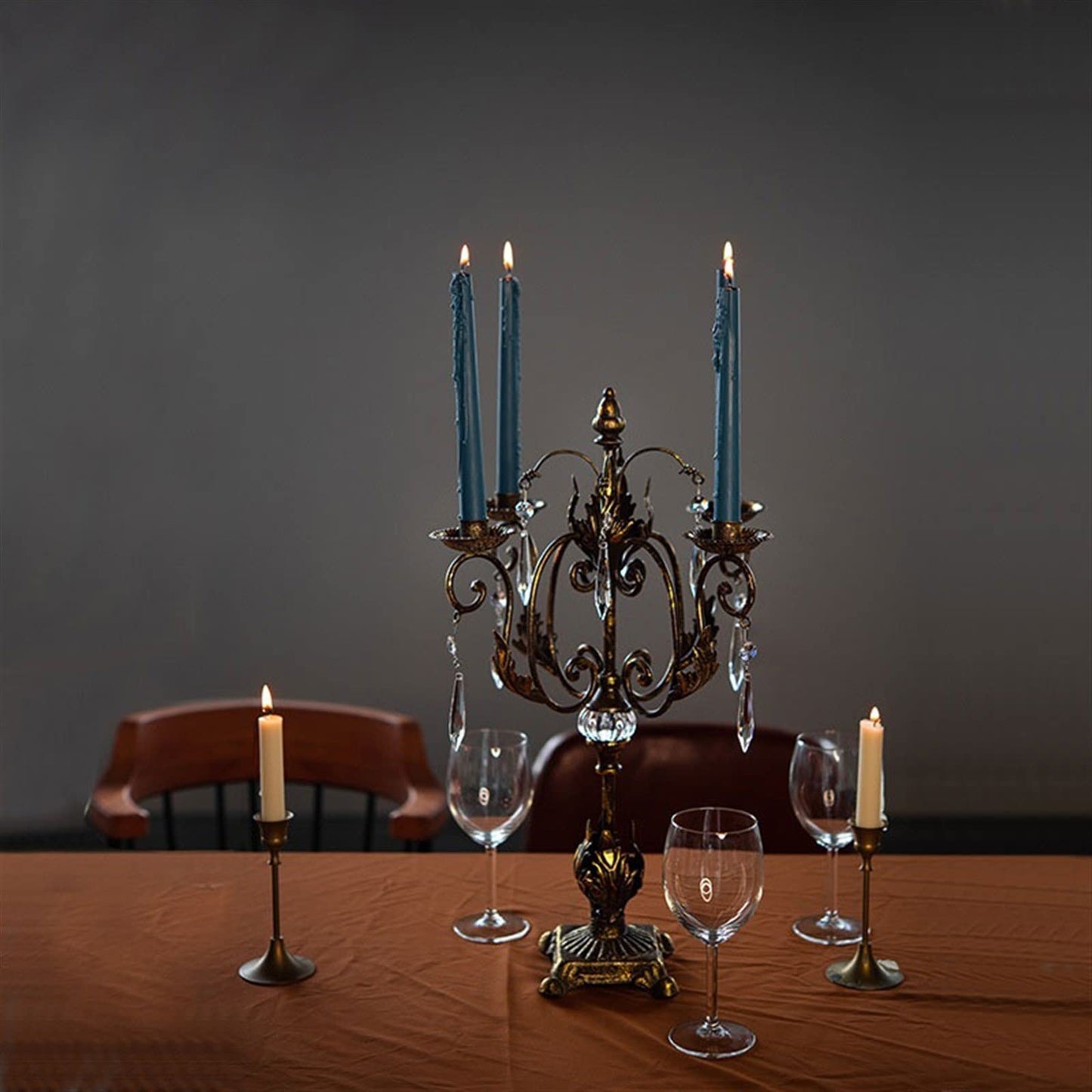 cfycfy987 Candelabra European Style Rural Retro Old Candlestick Ornaments Metal Four-Head Candle Holder Table Decoration Candle Sticks Holder