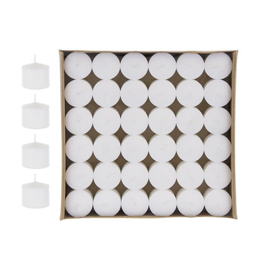 Mega Candles 72 pcs Unscented White Votive Candles, Pressed Wax Candle 10 Hours 1.5 Inch x 1.38 Inch, Home Décor, Wedding Receptions, Occasions, Events, Festivities, Meditations, Religious, Prayers