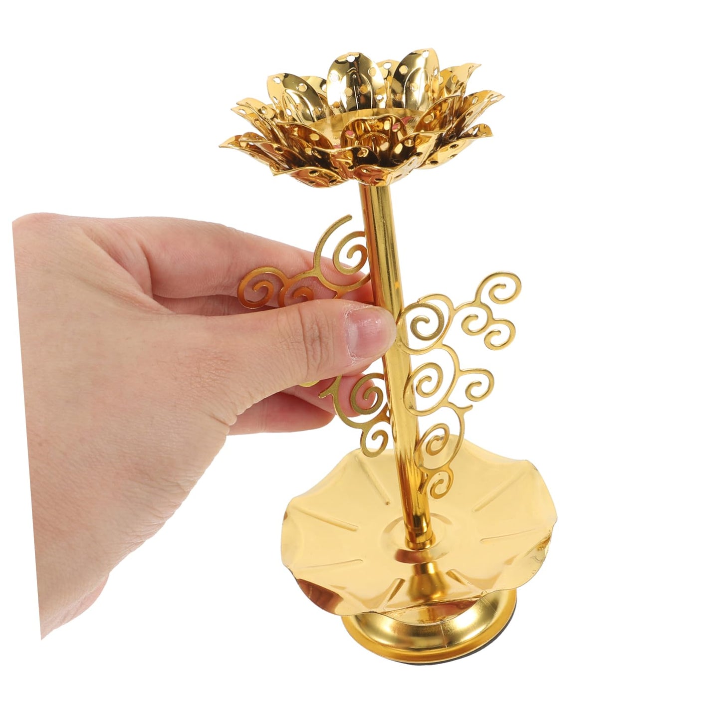 2pcs Antique Lotus Candlestick Holder Butter Lamp Base for Buddha Elegant Design for Home Decor for Festivals and Special Occasions