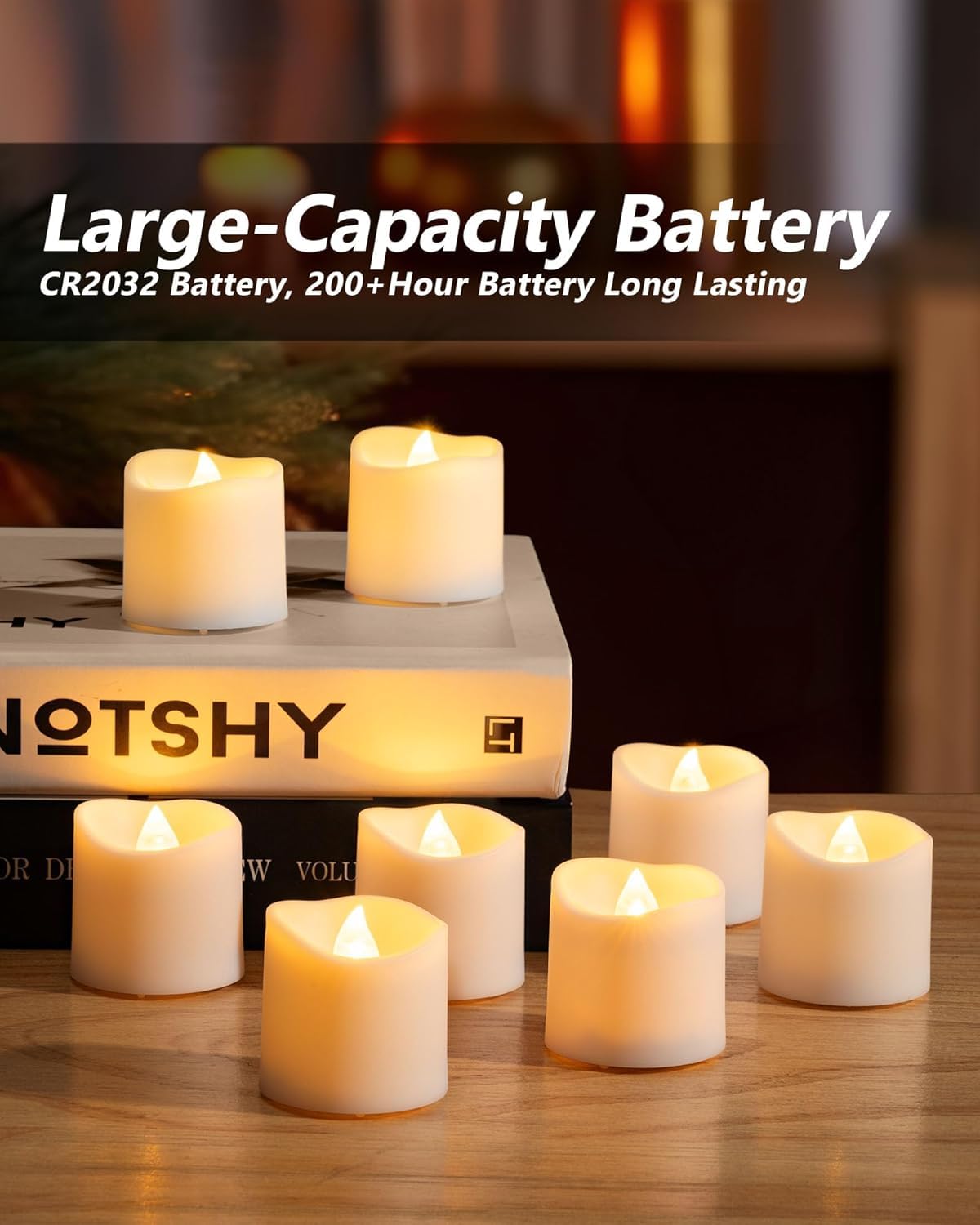 Homemory 50Pack Flameless LED Votive Candles, 200+Hour Lasting Electric Fake Candles, Battery Operated Tealights in Warm White for Wedding, Proposal Anniversary, Romantic Decor(Batteries Included)