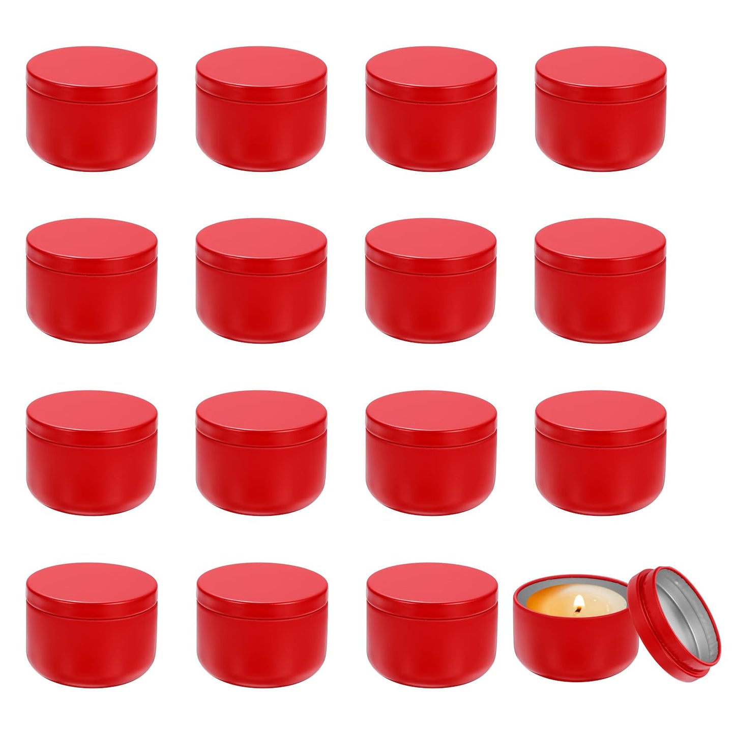 MECCANIXITY 3oz Candle Tins, 16pcs Metal Candle Tins Jars with Lids Round Empty Tin Can Containers Bulk for Storage Tea and Making DIY Arts Crafts Christmas Gifts, Red