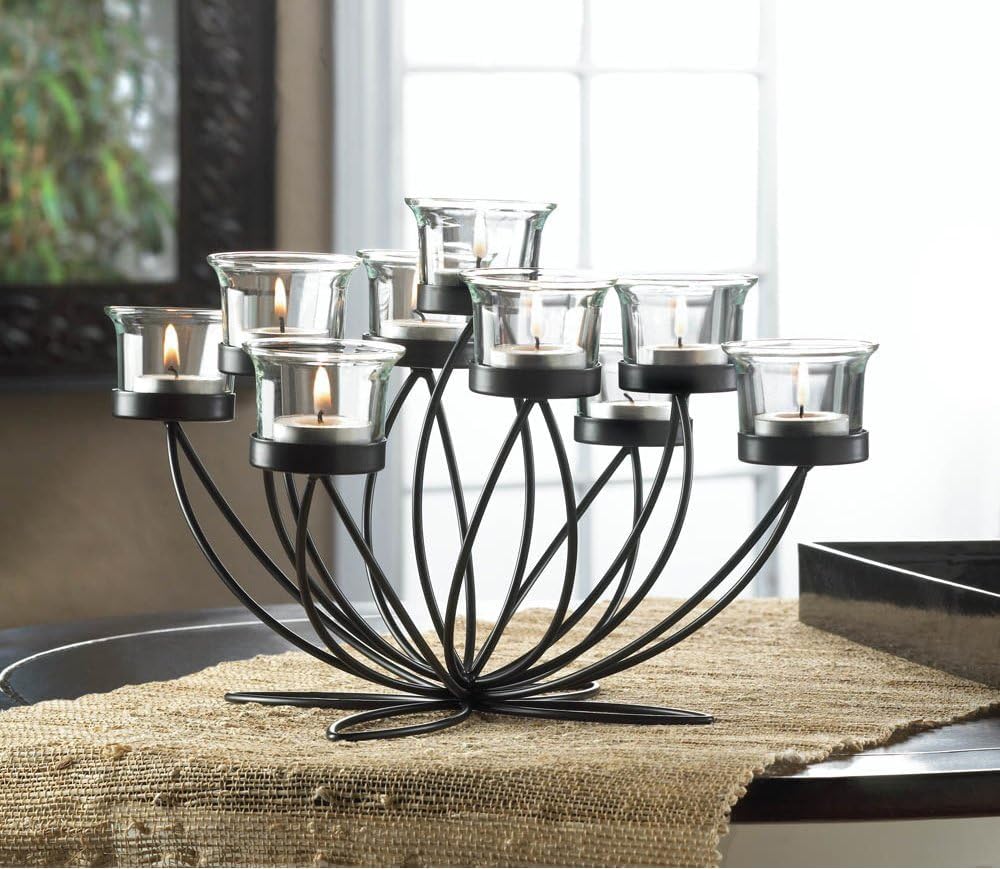 Zingz & Thingz Romantic Collection Candelabra Centerpiece Candle Holder, 10.5x10.25x7, Iron Bloom