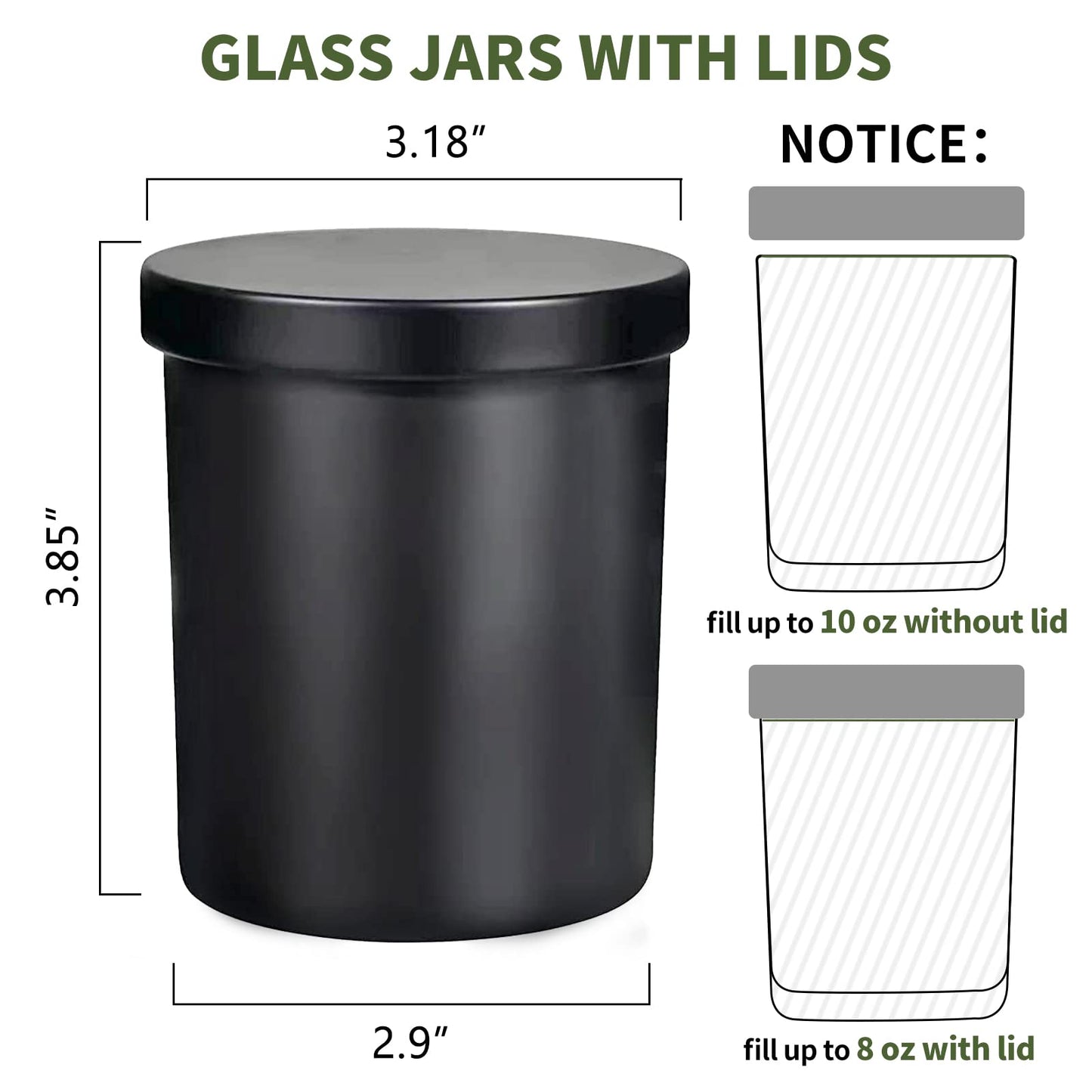 SUPMIND 12 Pack 10oz Glass Candle Jars with Lids and Sticky Labels, Empty Candle Jars for Making Candles Bulk Containers(Matte Black)