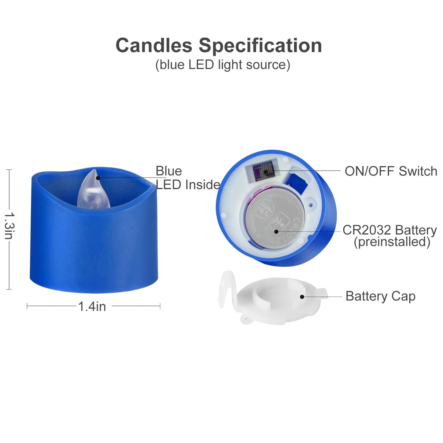 Windshell Blue Flickering Flame Tealight Candles with Auto 6H Timer (No Remote), Battery Operated LED Flameless Tea Lights, for Halloween Christmas Party, 12 Pack