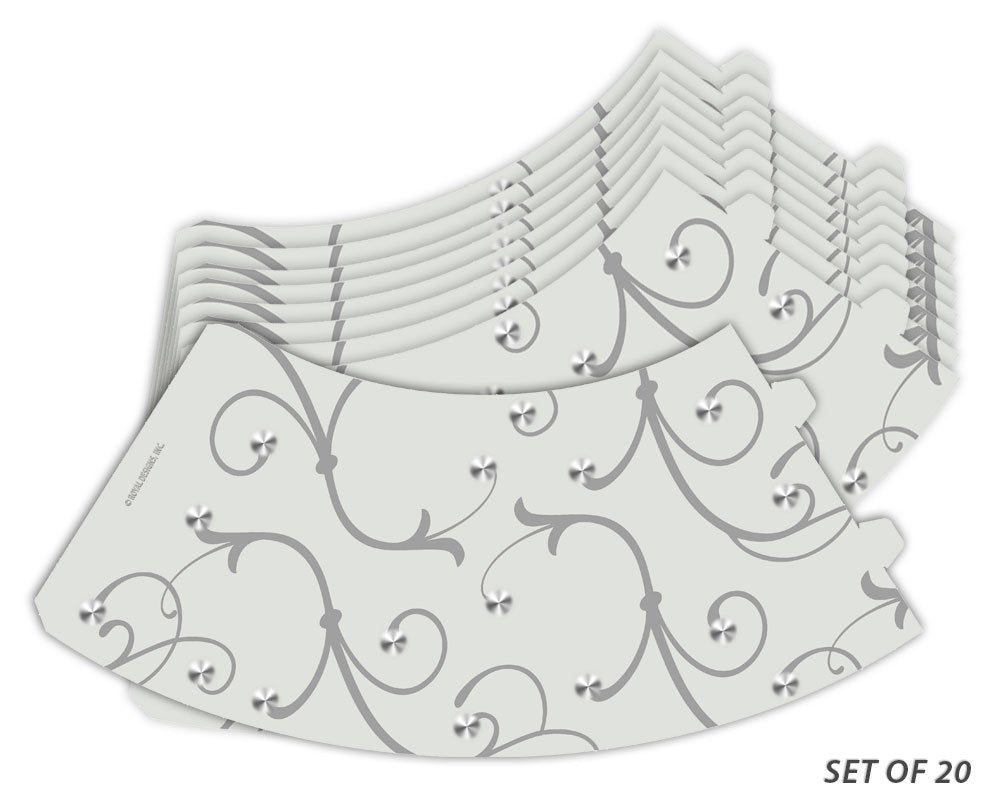 Royal Designs Vellum Tea Light Paper Wine Glass Lampshade, Gray Flower, Set of 20 (TLS-1016-20)