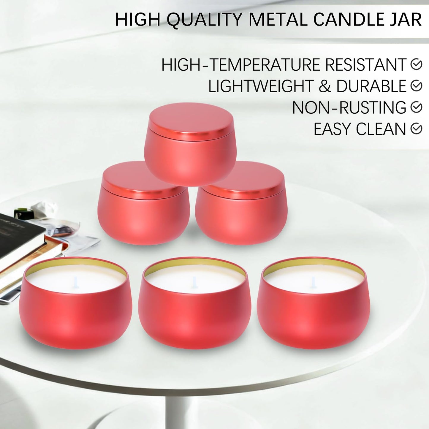 HOMAMAMOON 24 Pcs 8oz Candle Tins with Lids Bulk, Drak Red Metal Candle Jars for Making Candles, Shatterproof Empty Candle Containers & Vessels for DIY Travel & Small Business