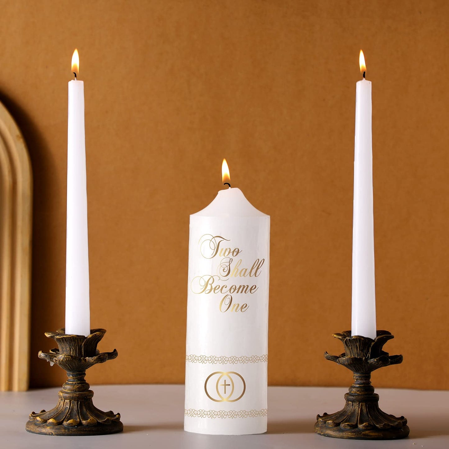 Frienda Unity Candles for Wedding Ceremony Set Wedding Unity Taper Candles Catholic Religious Ceremony Accessories(Cross)