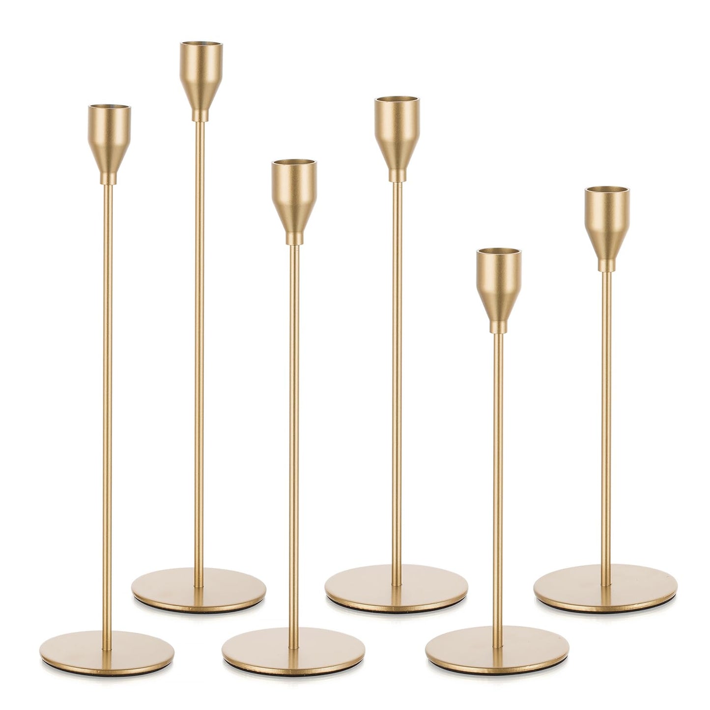 Candeldo Gold Taper Candle Holders: Set of 6 Tall Candlestick Holder for Table Centerpiece Metal Candles Stick Holders Stand Wedding Decor