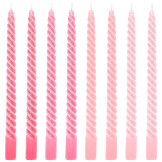 Whaline 8 Pcs 10 Inch Gradient Pink Spiral Taper Candles Dripless Twisted Wax Candles Long Unscented Candle Sticks for Valentine's Day Wedding Party Home Dining Table Decor