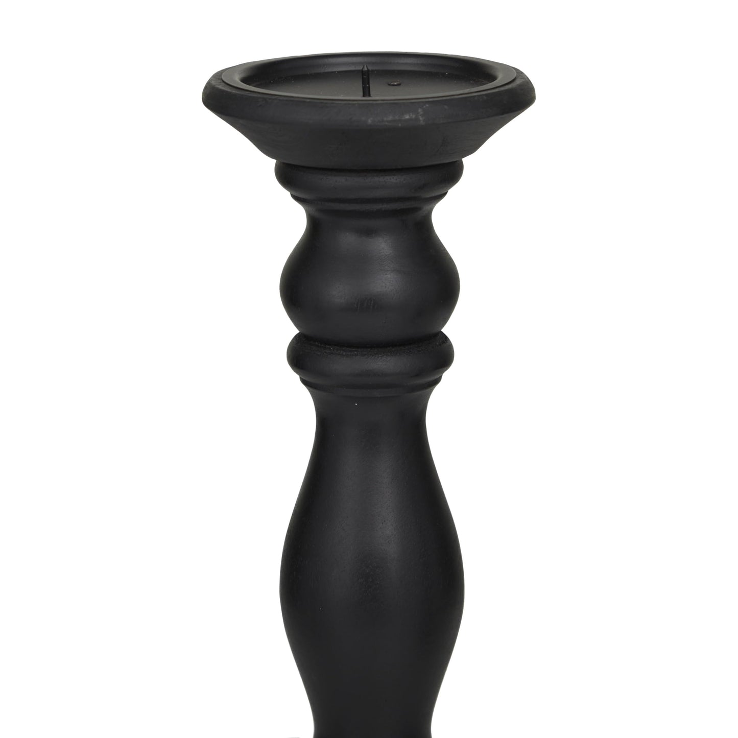 Deco 79 Wood Decorative Candle Holder Turned Style Pillar Candle Stand, Set of 3 Candlestick Holder 18, 15, 12'H, Black