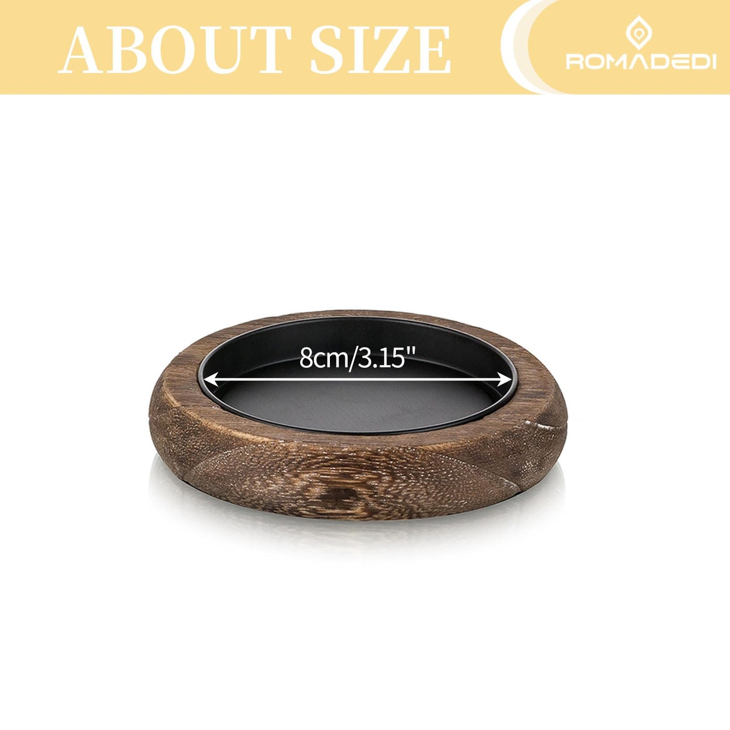 Romadedi Wood Candle Holder Farmhouse Decor - Pillar Candle Holders for Table Centerpiece Small Tray Riser Set of 4 Round Wooden Plate Pedestal Stand for Coffee Table Home Living Room, Brown