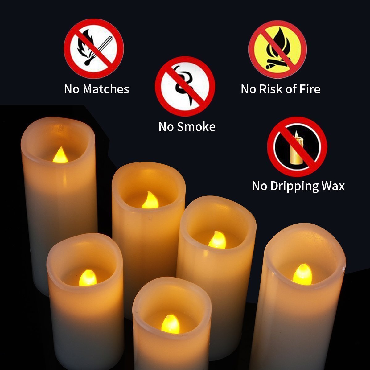 Hanzim Flameless Flickering Battery Operated Candles D2.2''*H4 5" 6" 7" 8" 9" Set of 9 Ivory Real Wax Pillar LED Candles with 10-Key Remote and Cycling 24 Hours Timer (Ivory)