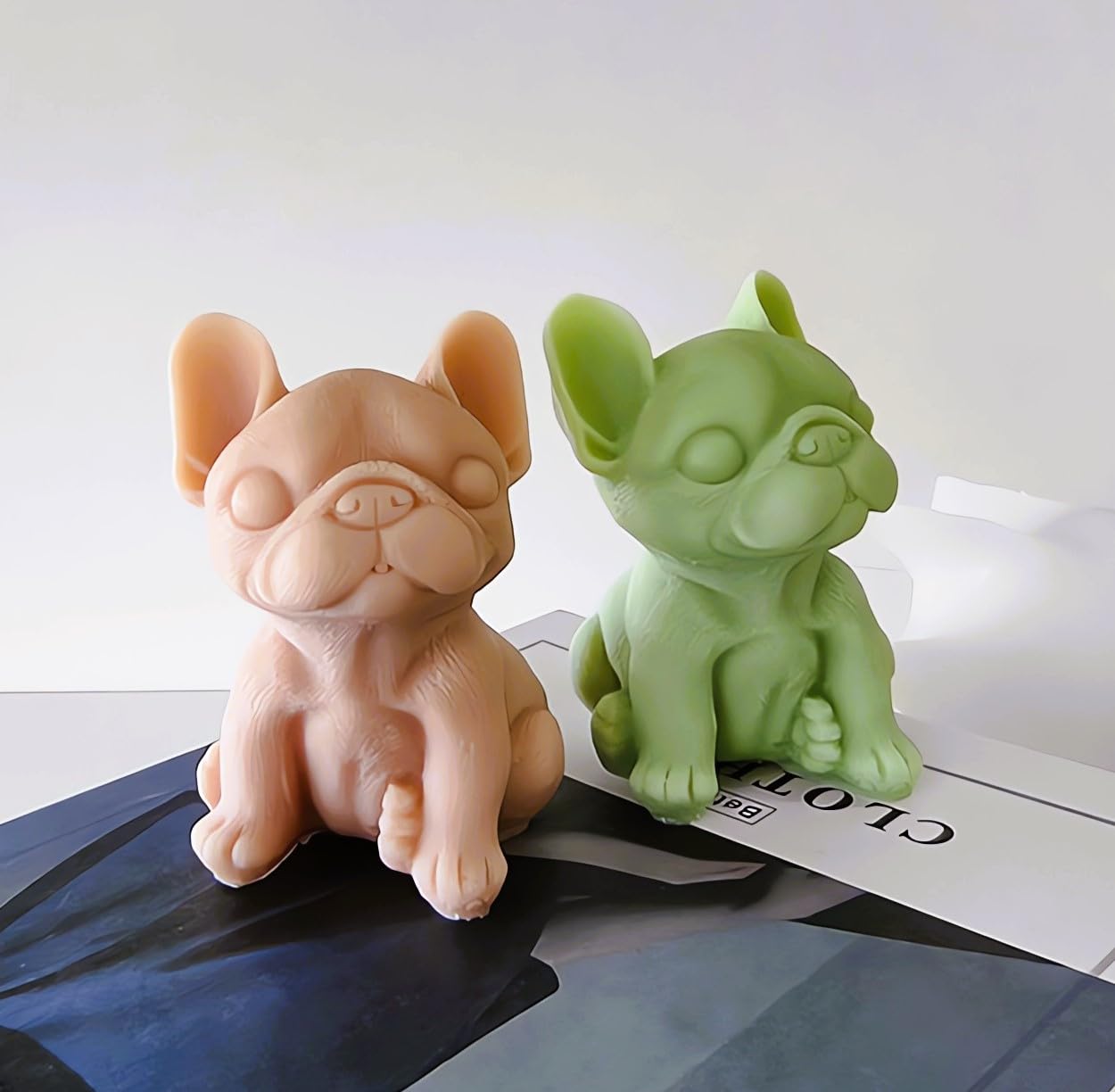 Cute Sitting Dog Candle Mold, 4 Inch Bulldog Silicone Mold, Animal Resin Mold for Soap Soy Wax Epoxy DIY Handcraft Home Ornaments Wedding Party Home Decoration