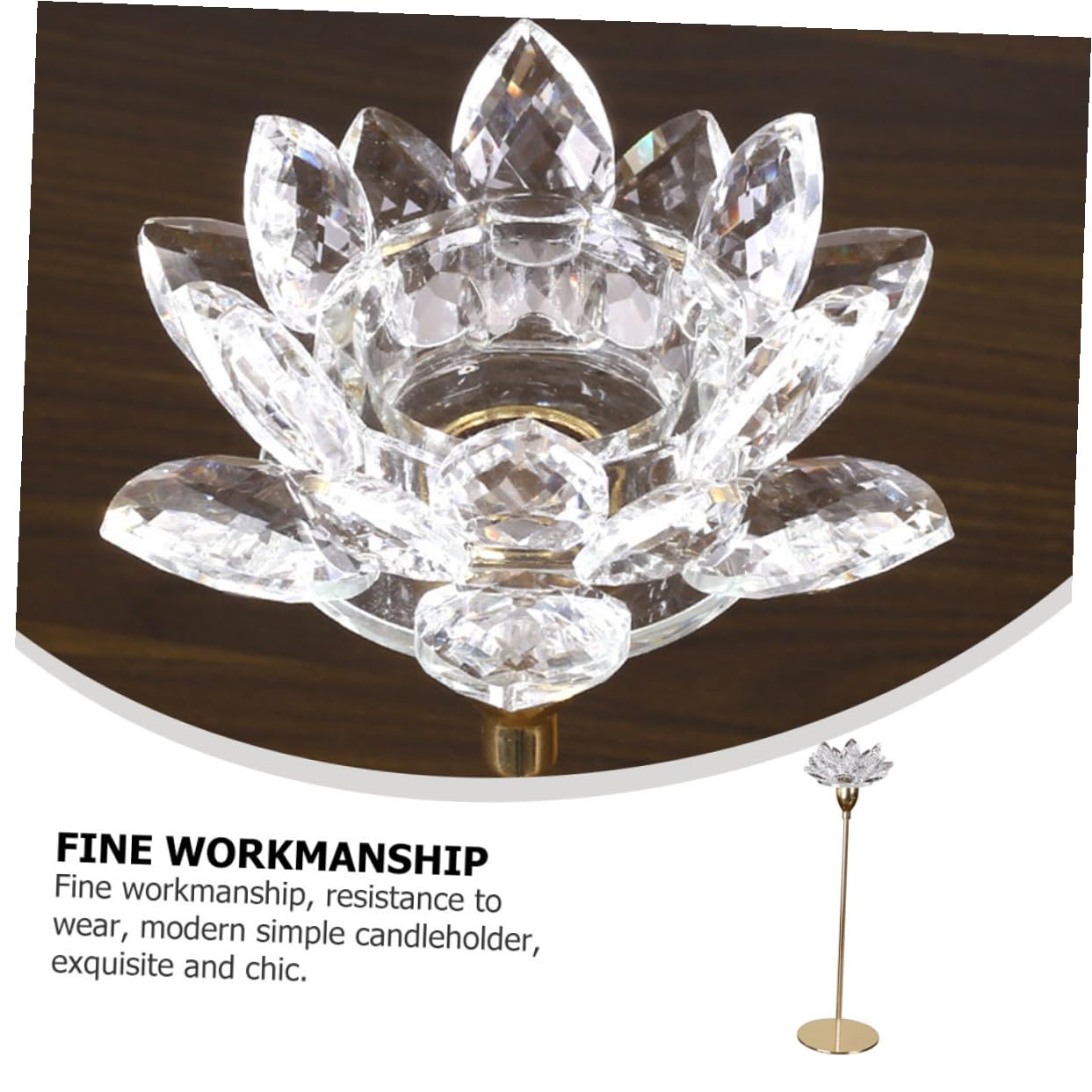 Cabilock Modern Small Metal Crystal Lotus Candle Holder Candlestick for Wedding Decoration Romantic Candlelight Dinner Ornament