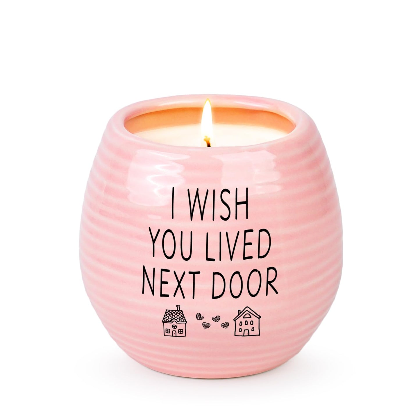 Best Friend Birthday Gifts for Women, Birthday Gifts for Women, BFF, Bestie, Her, Best Friend, 10 Oz Handmade Ceramic Candle Jar, I Wish You Lived Next Door, Lavender Candles, Long Distance Gift