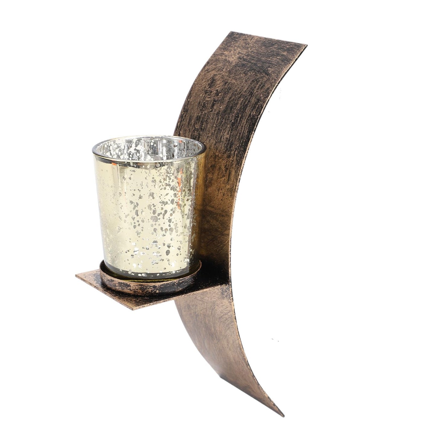 AMONIDA Rustic Wall Candle Holder, Vintage Bronze Iron Wall Mounted Tealight Sconce, Candle Sconce with Transparent Glass Cup, Ideal for Bedroom, Bathroom, Entryway, Hallway &