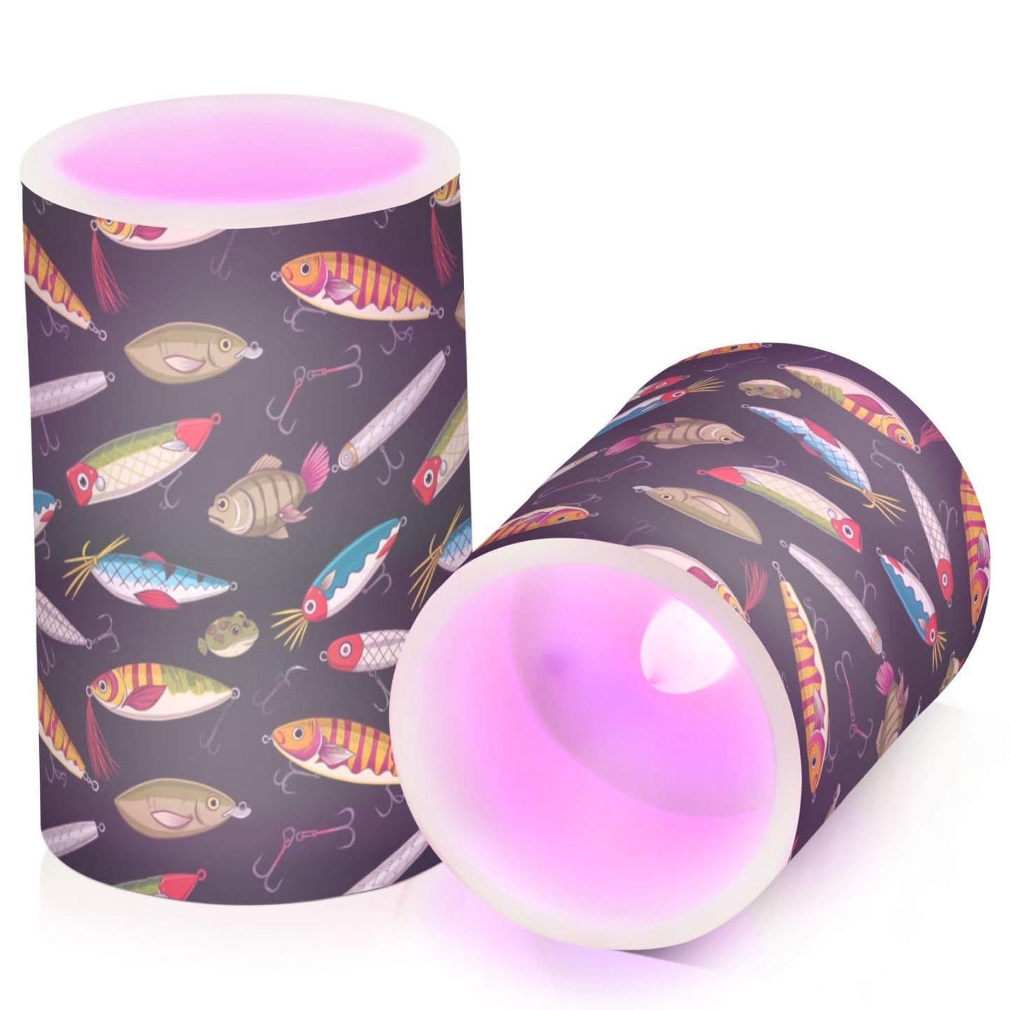 Pigsaly Flameless Candles Battery Operated Colorful Fishing Lures Colorful Fish Flickering Led Pillar Candles with Remote Control Colour Changing Warm Light Candles for Halloween Christmas Wedding