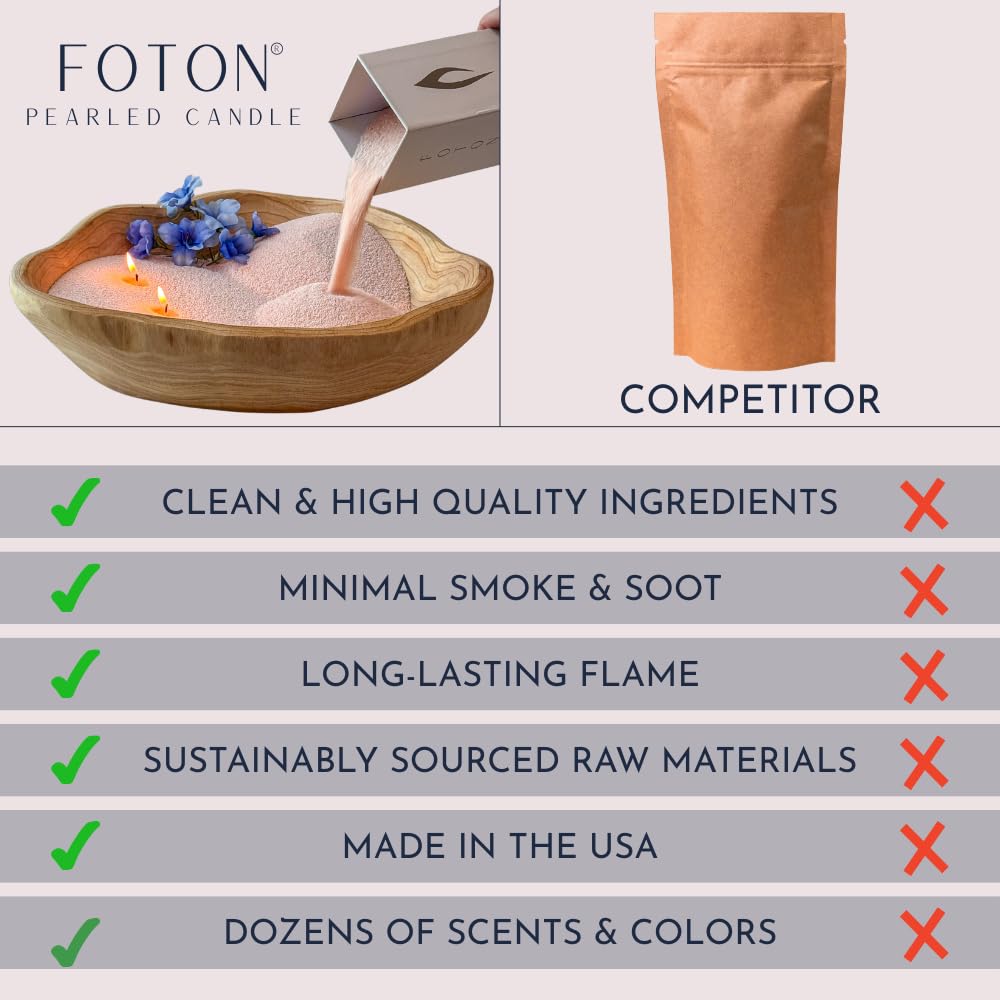 Foton Pearled Candle 18 Oz - Snowy Cider Non Toxic Luxury Long Lasting Powder Wax Sand Candles up to 120 Hours - Refillable Pearl Candle Sand with 30 Wicks