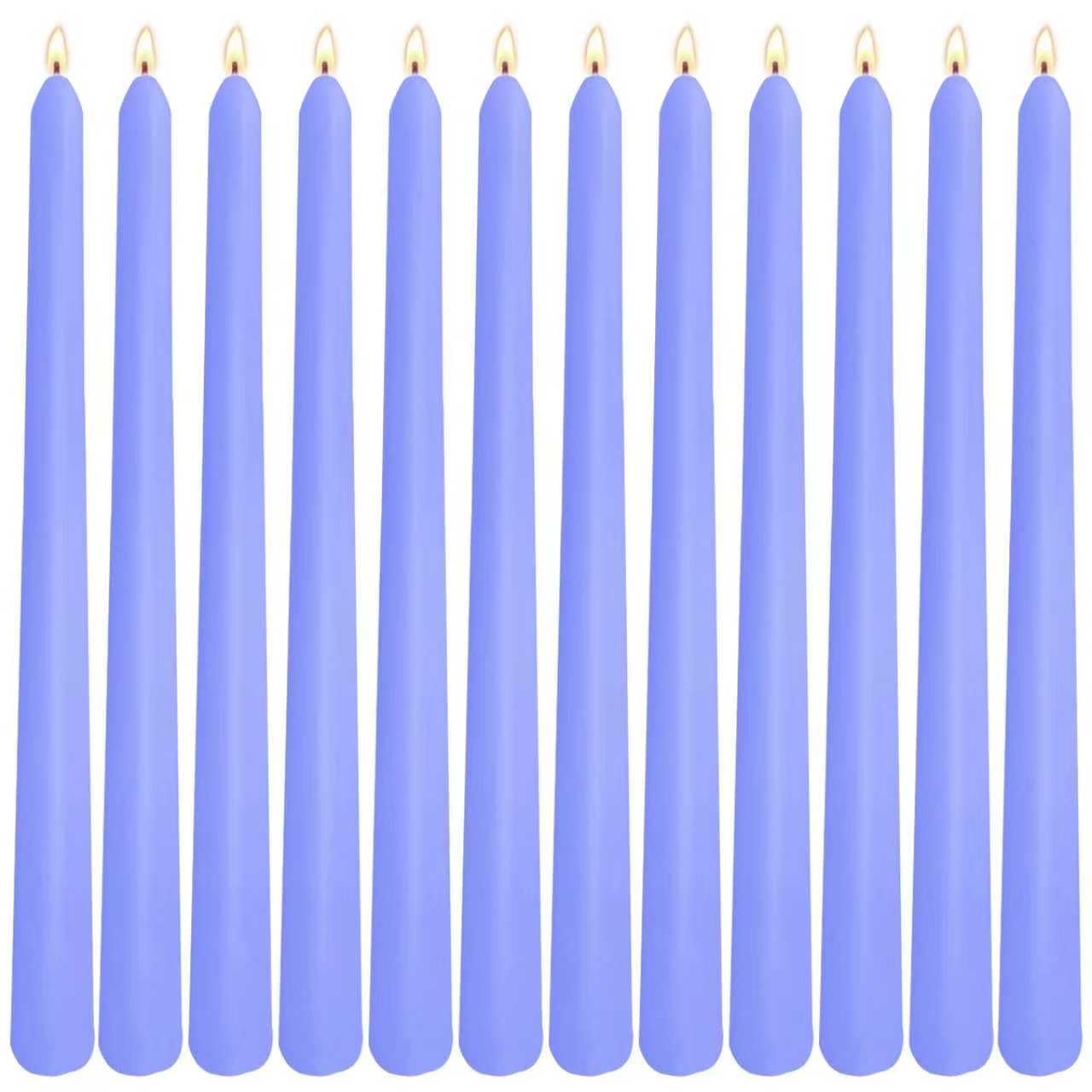 12-Pack Soft Lavender Purple Taper Candles, 10 Inch Unscented Dripless Candlesticks, Long-Lasting Burn Time of 6-7 Hours, Perfect for Home Decor, Weddings, and Events